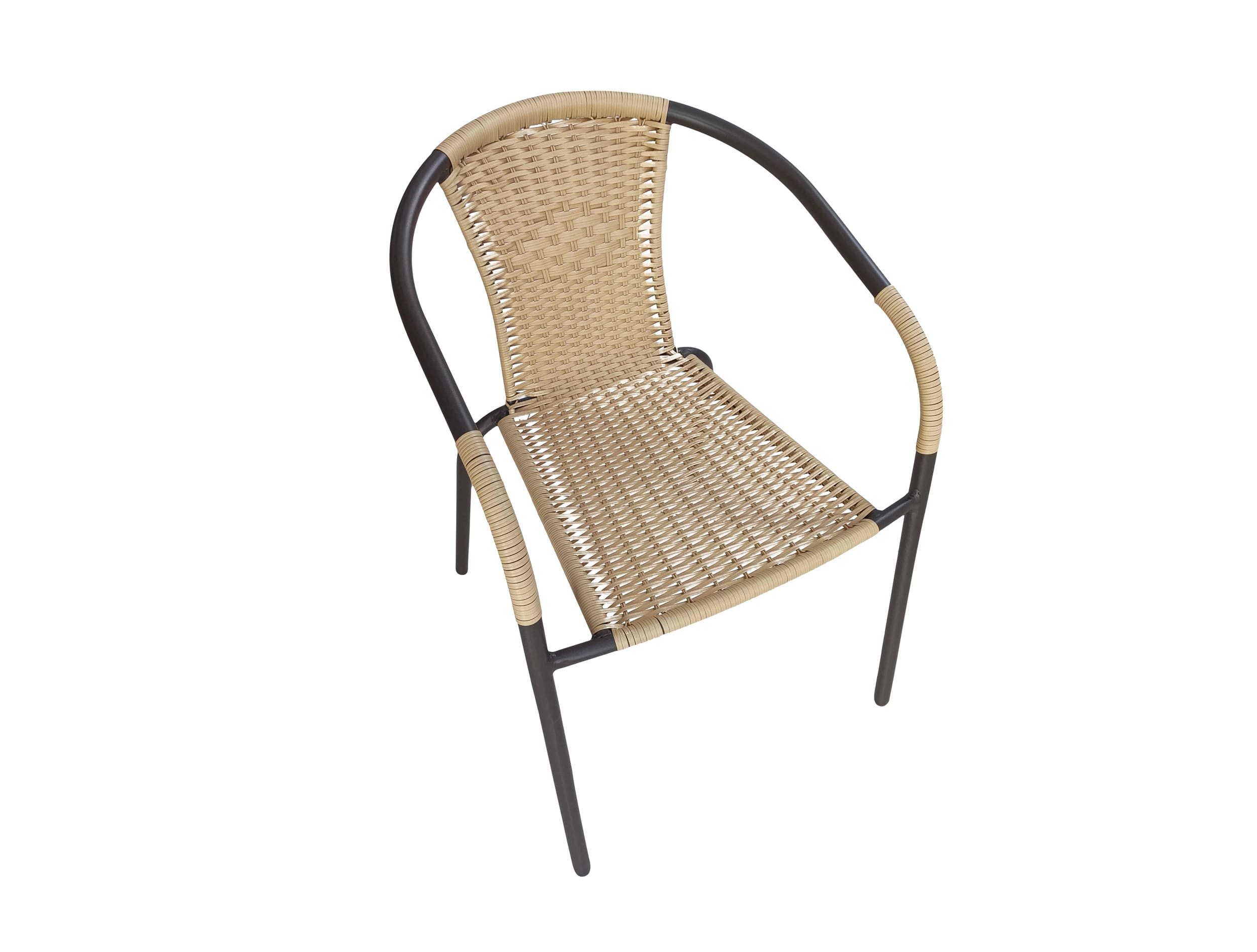dasmöbelwerk Gartenstuhl Stapelstuhl Ibiza Gartenstuhl Bistrostuhl Armlehnstuhl Braun-Beige (1 St), Stapelbarer Gartenstuhl