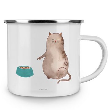 Mr. & Mrs. Panda Becher Katze Fressen - Weiß - Geschenk, Katzensouvenirs, Camping Tasse Metal, Emaille, Liebevolles Design