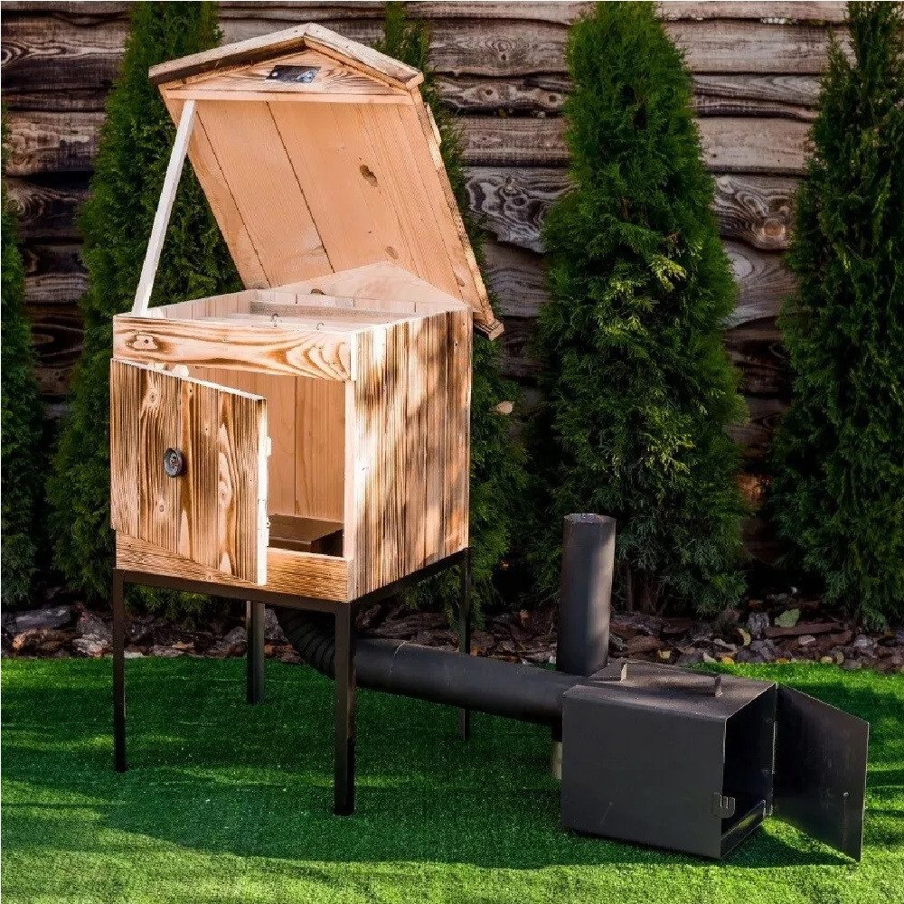 QLS Räucherofen 50x50x70 cm, Räucherkammer Holz Imprägniert Räucherschrank Garten – Bild 4 von 5