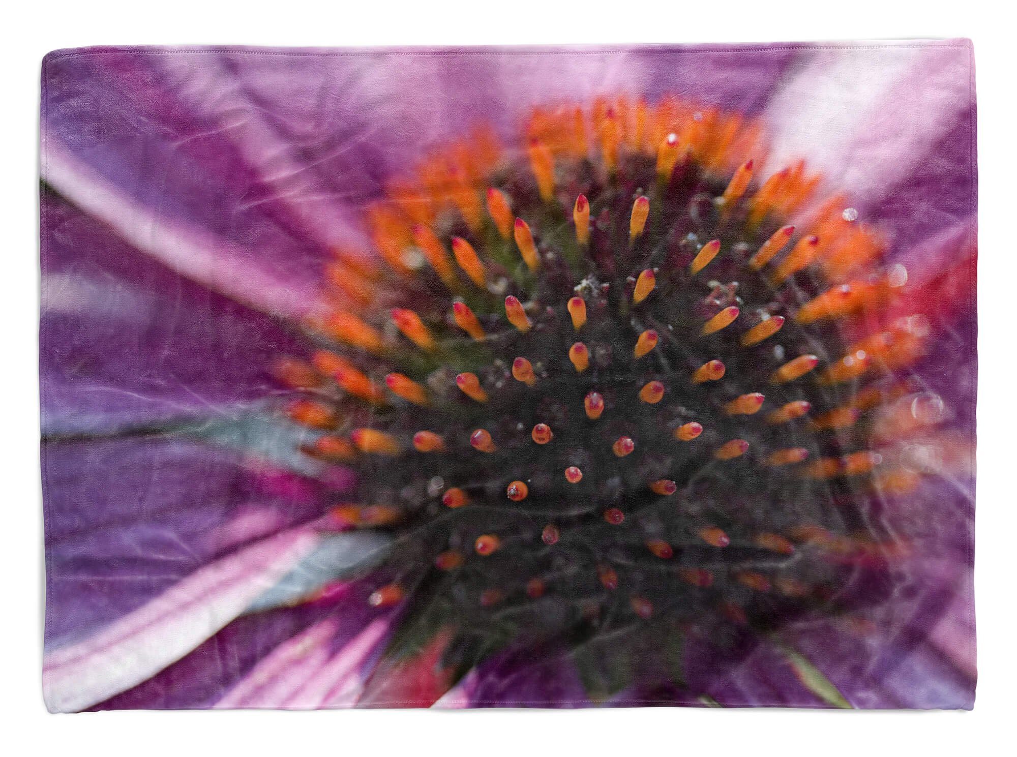 Sinus Art Handtücher Handtuch Strandhandtuch Saunatuch Kuscheldecke mit Fotomotiv Blume Purpur Sonne, Baumwolle-Polyester-Mix (1-St), Handtuch