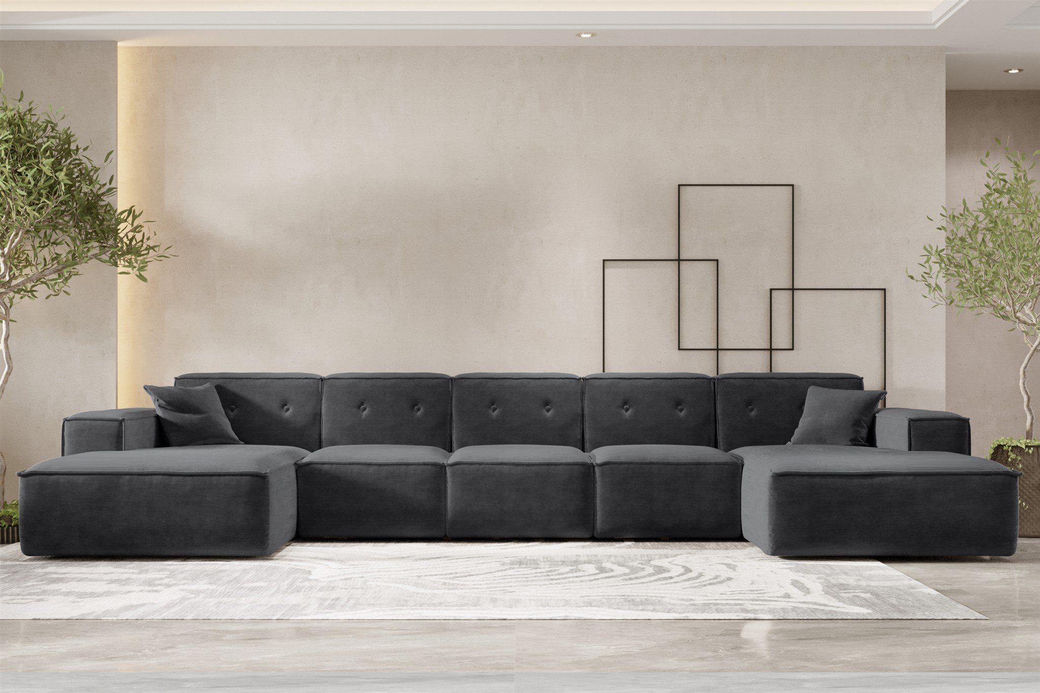 CESINA Zierkissen, XL Möbel in Fun inkl. 2 Stoff, Rundumbezug Sofa U-Form Wohnlandschaft