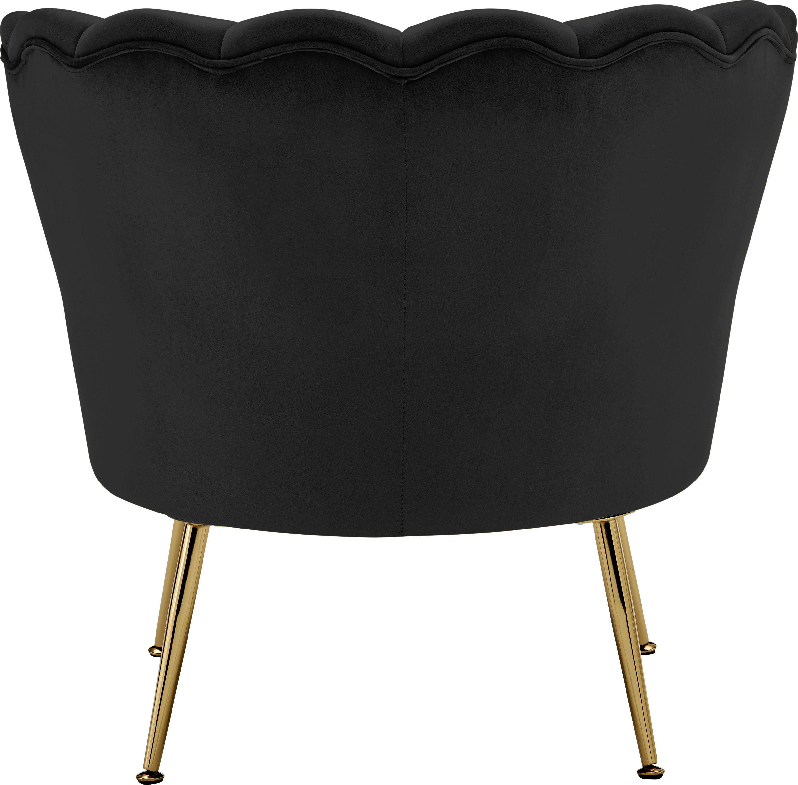 Metallgestell, Leonique Loungesessel mit Sitzhöhe Samtvelours cm 43,5 Kelsey, schwarz Bezug, weichen edlem