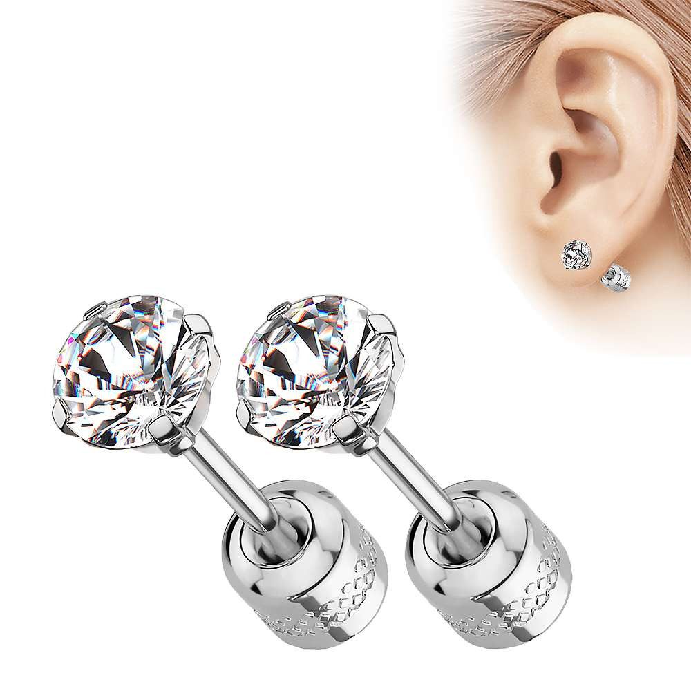 Taffstyle Paar Ohrstecker Gesundheitsstecker Ohrringe Erststecker Chirurgenstahl mit Kristall (Medizinische Ohrringe für empfindliche Ohren mit Zirkonia Kristall)