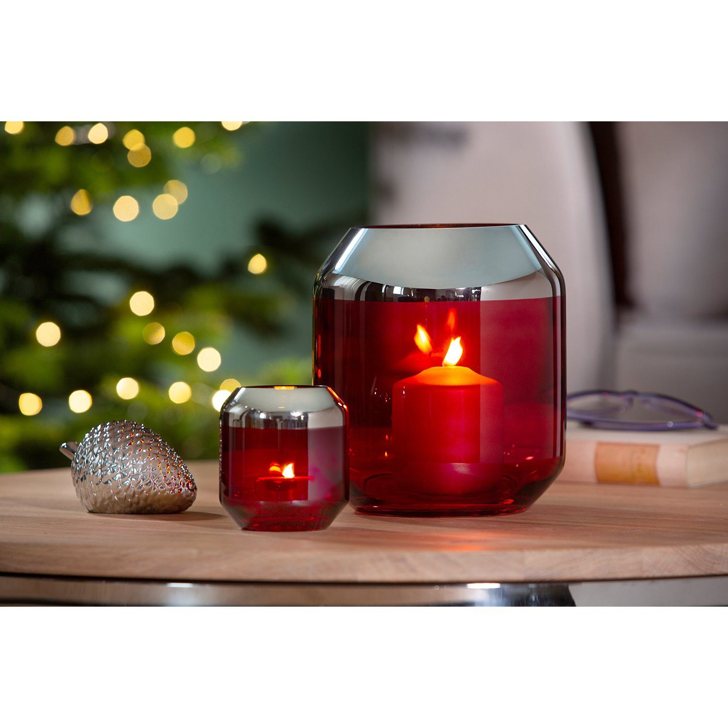 Fink Teelichthalter SMILLA Teelichthalter - H.20,6cm x D.18,5cm - Glas - ro günstig online kaufen