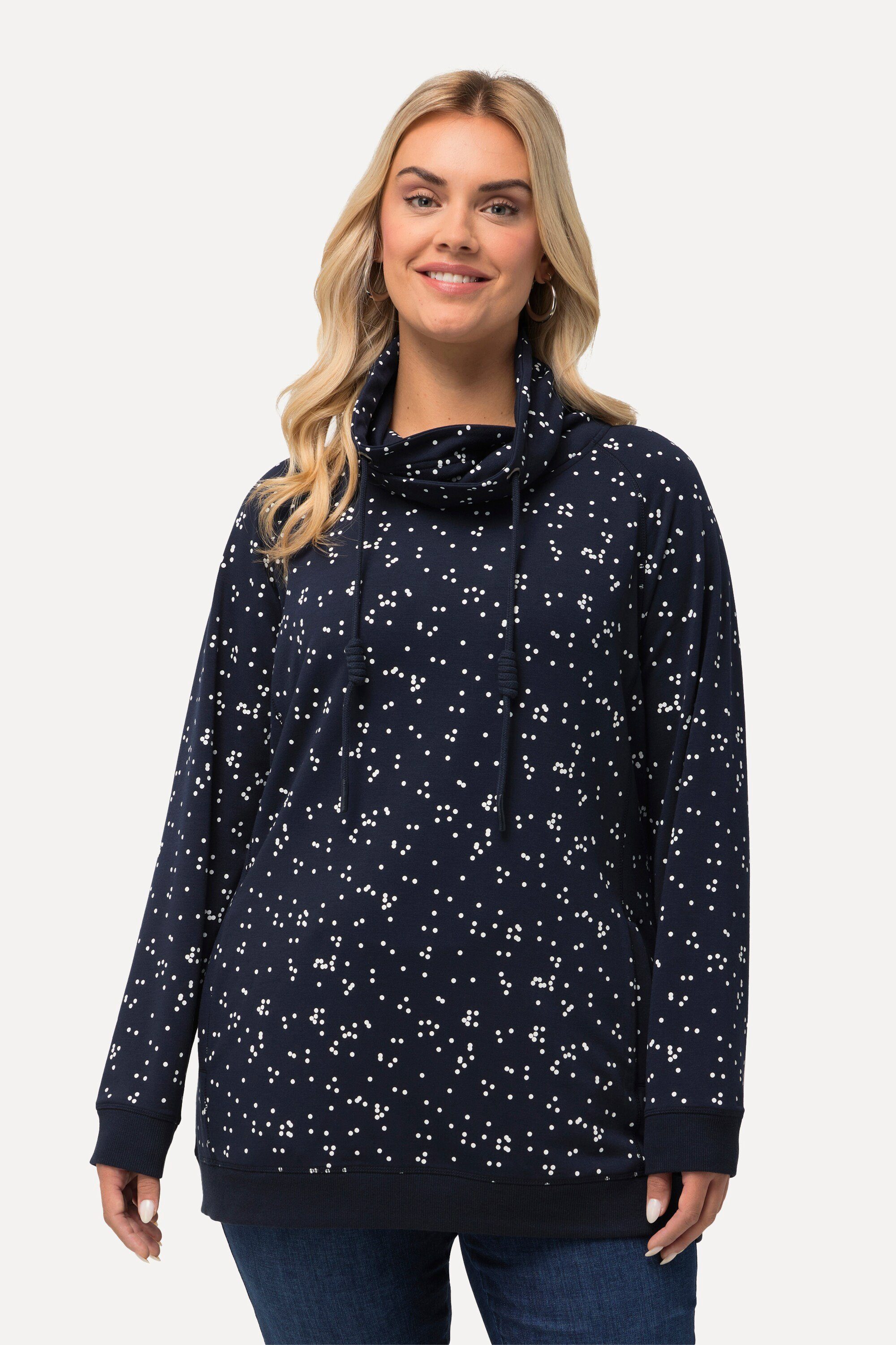 Ulla Popken Sweatshirt Sweatshirt Pünktchen Stehkragen Taschen Langarm