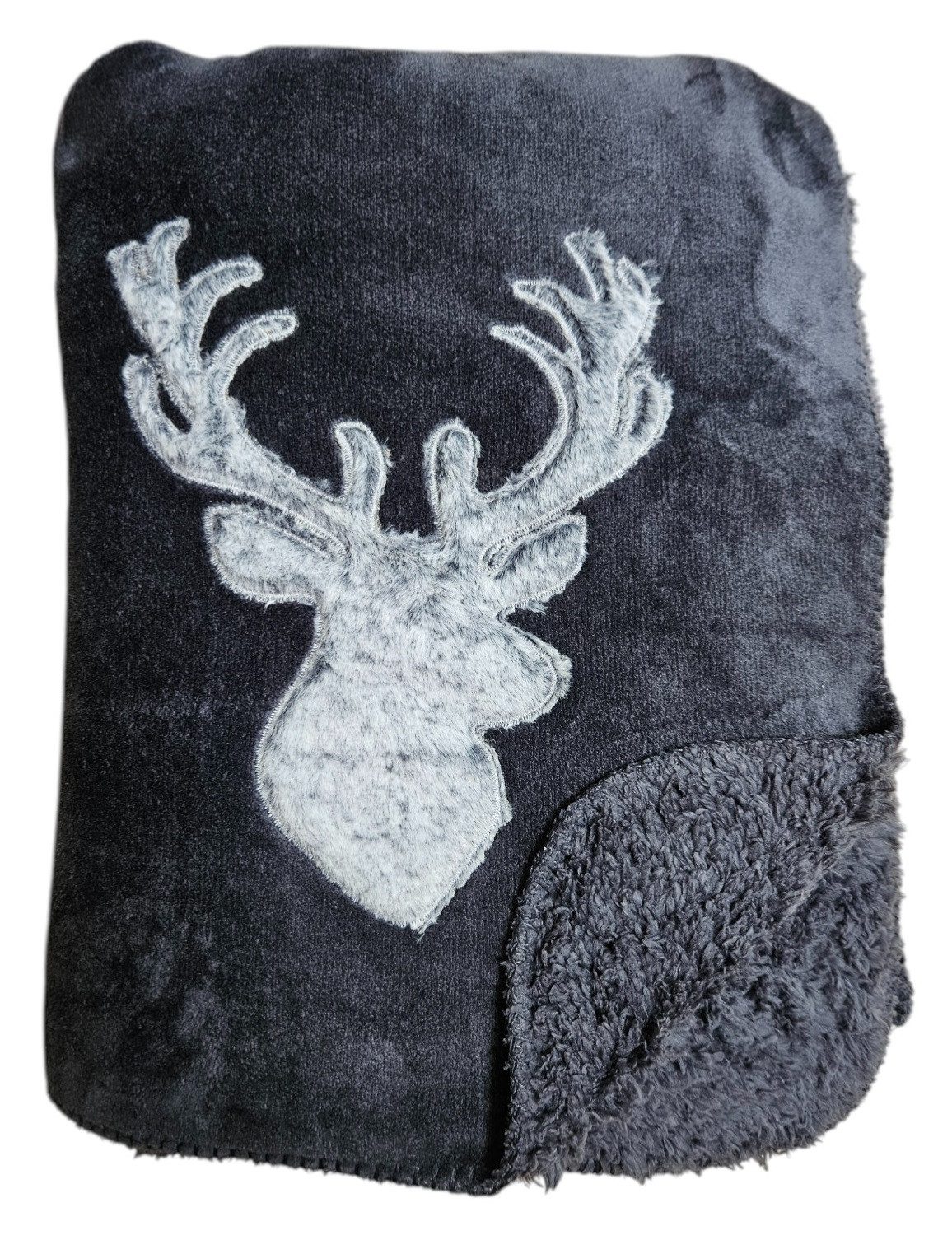 Wohndecke Decke Kuscheldecke Tagesdecke Hirsch Winter 150x200 kuschelig wei günstig online kaufen