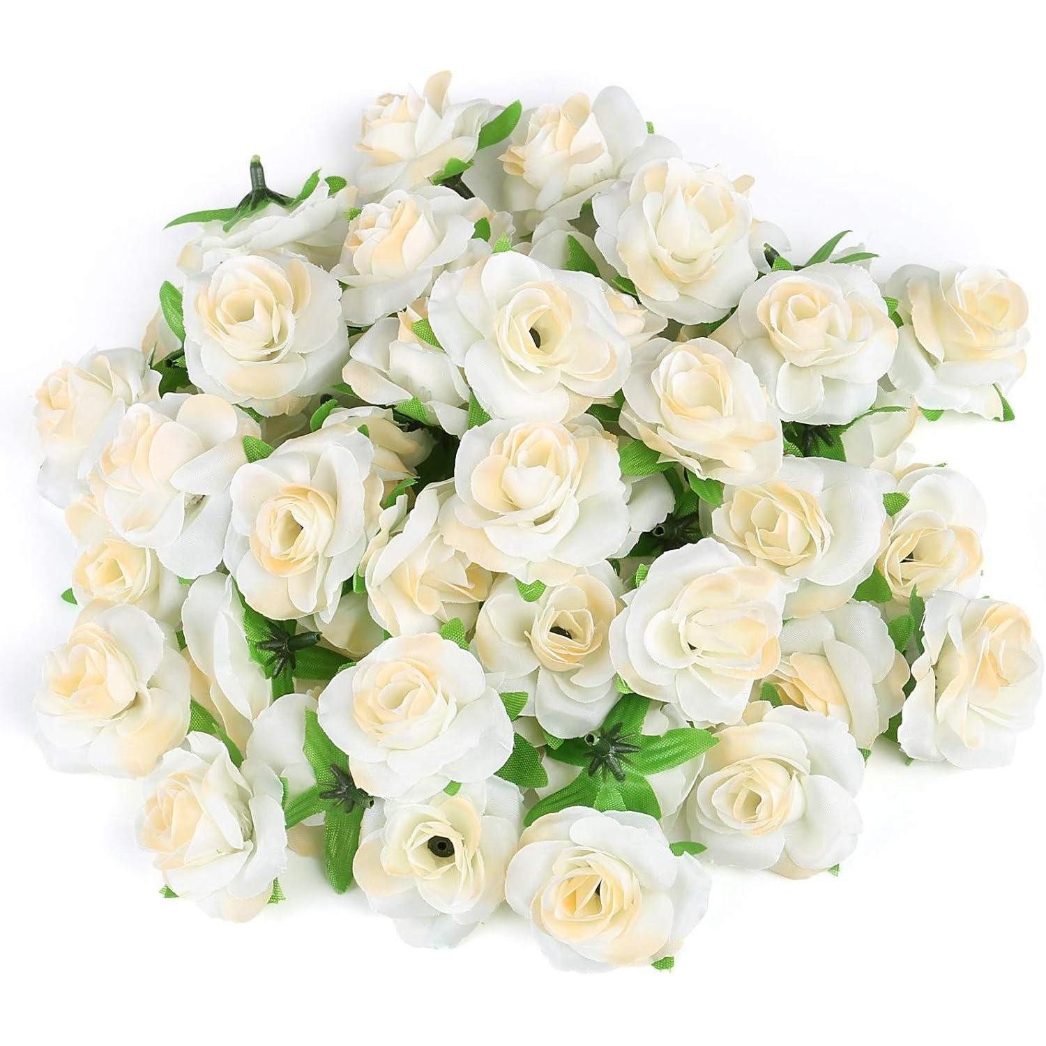 Kunstblume Blumenköpfe 50 Stück Rosen Hochzeit Party Deko DIY Set 2 4 cm, LuxusKollektion, Höhe 3.5 cm