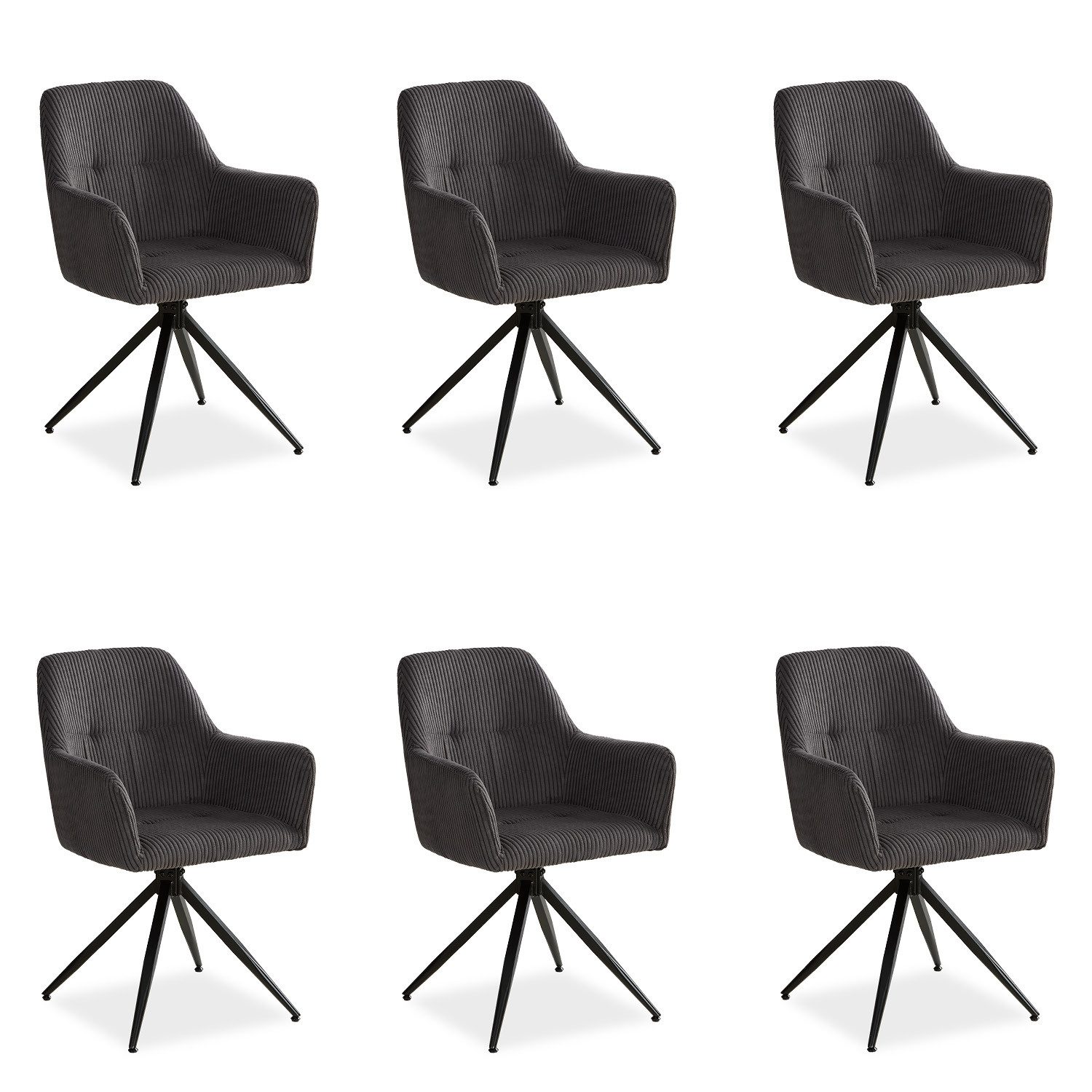 Homestyle4u Armlehnstuhl mit Armlehne weicher Cord Grau Esszimmer Wohnzimme günstig online kaufen