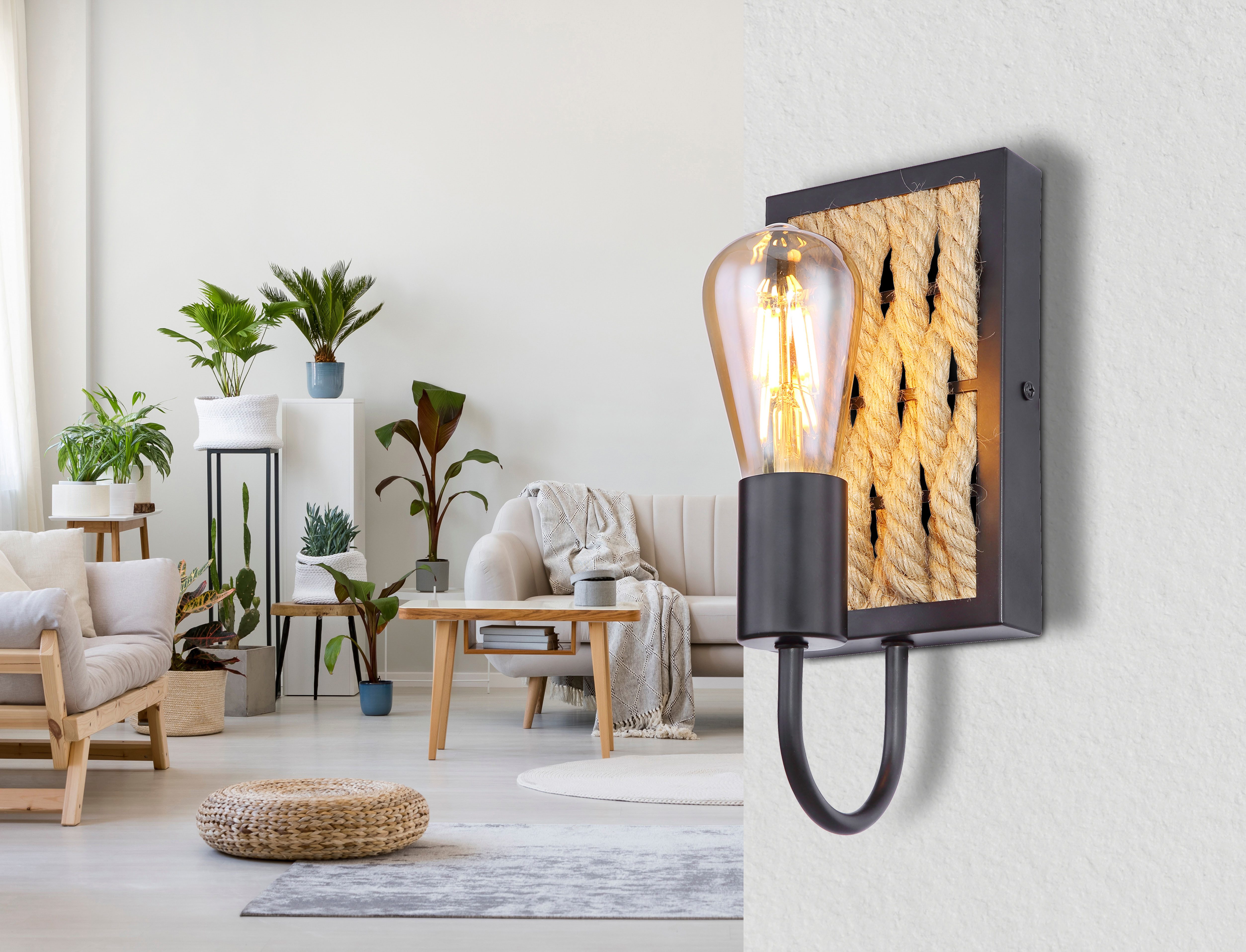 GLOBO LIGHTING Wandleuchte HALIA, ohne Leuchtmittel, Wandleuchte für Flur & Wohnzimmer schwarz