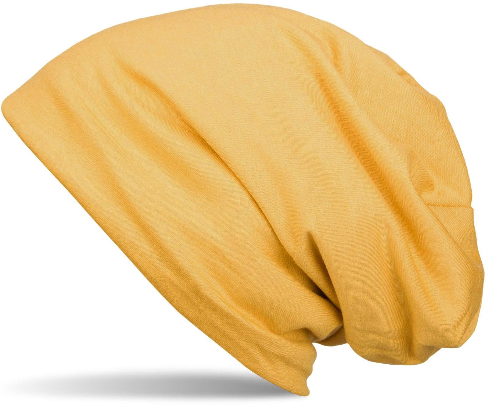Fleece styleBREAKER Mütze mit Unifarbene Senf Beanie (1-St) Beanie