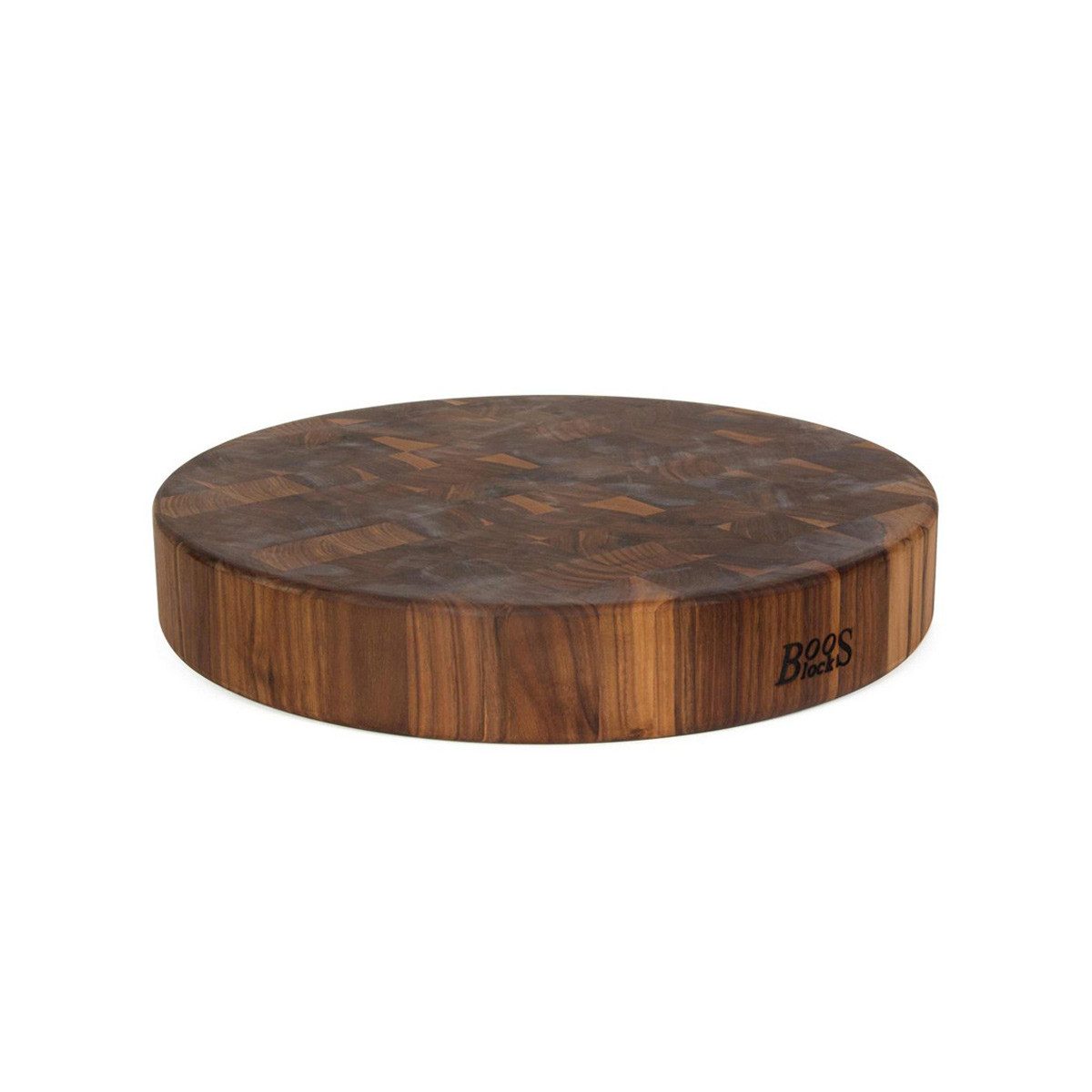Boos Blocks Schneidebrett Black Walnut, HolzWalnussStirnholz, Hackblock rund 46 cm - Walnuss-Stirnholz