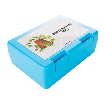 Mr. & Mrs. Panda Butterdose Bär König - Grau Pastell - Geschenk, bester Papa, Lunch box, Teddybär, Premium Kunststoff, (1-tlg), Luftlöcher