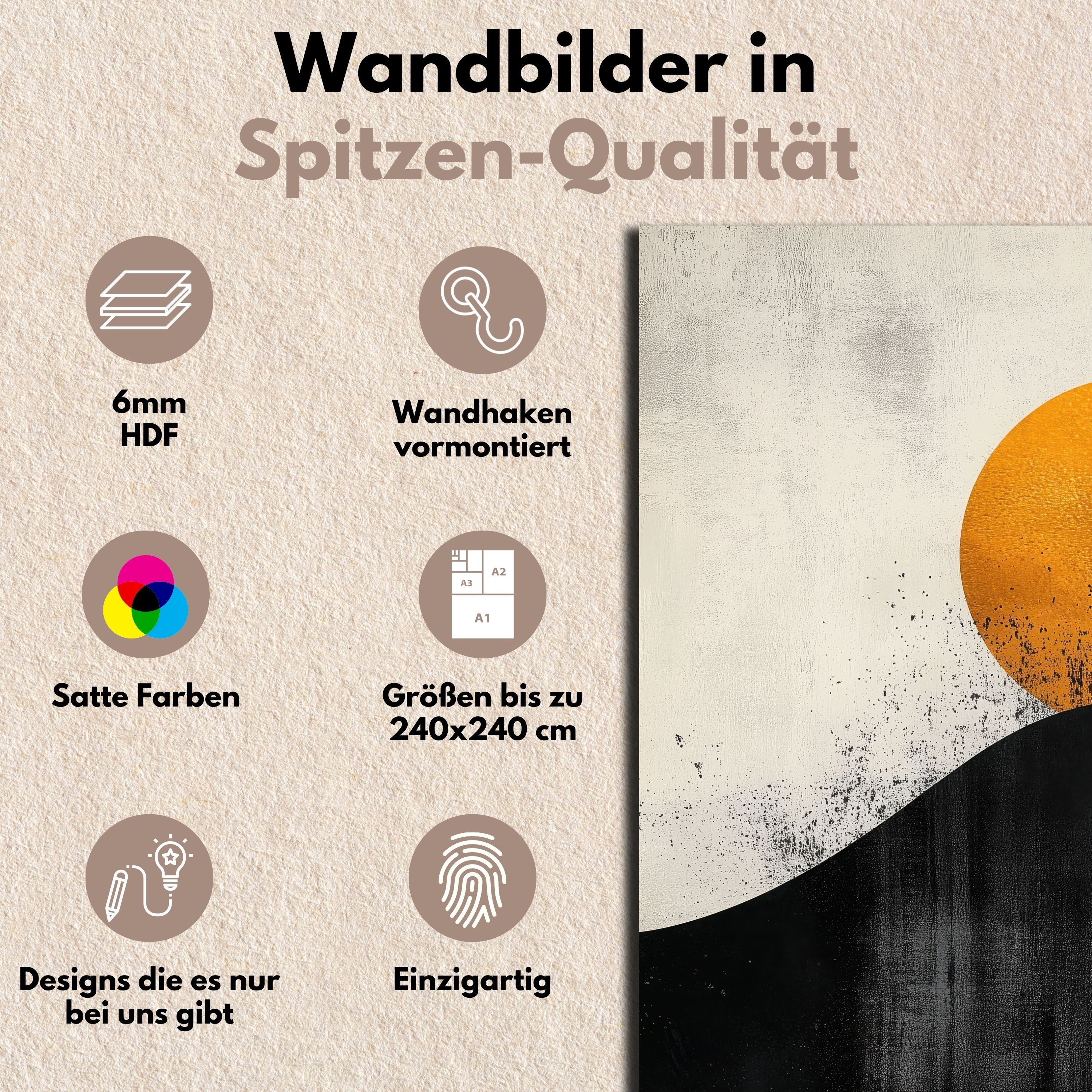 DARO Design Leinwandbild Modern Abstrakt Wandbilder XXL Wandbild Wand Deko Leinwand Bilder, (Sonne Hügel - Bild Groß Wohnzimmer Schlafzimmer Küche Esszimmer Einteilig Querformat Fotodruck Leinwände Wanddeko Abstrakte Kunst Boho), 30x20cm