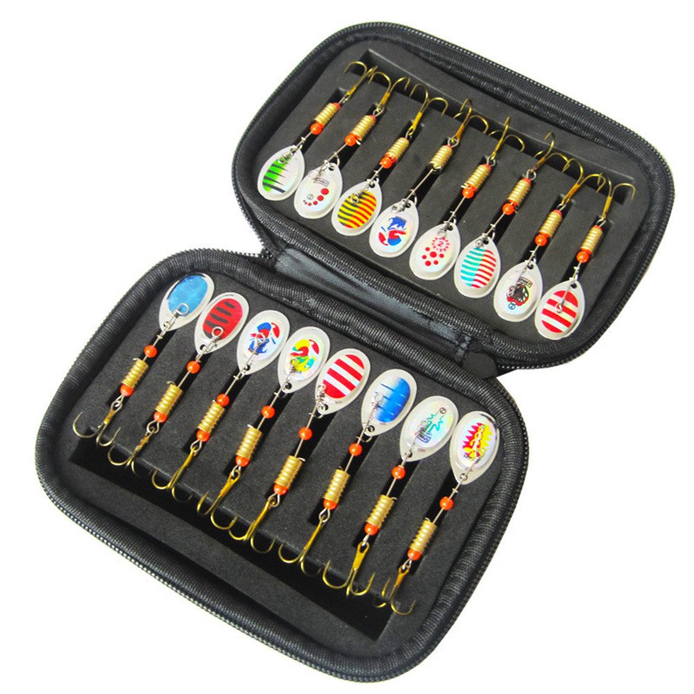 Agger Kunstköder 16 Stück Kunstköder Spinner Blinker Set Forellenköder Spoons Set, (Angelzubehör mit Aufbewahrungsbox), für Forelle Barsch Hecht Zander