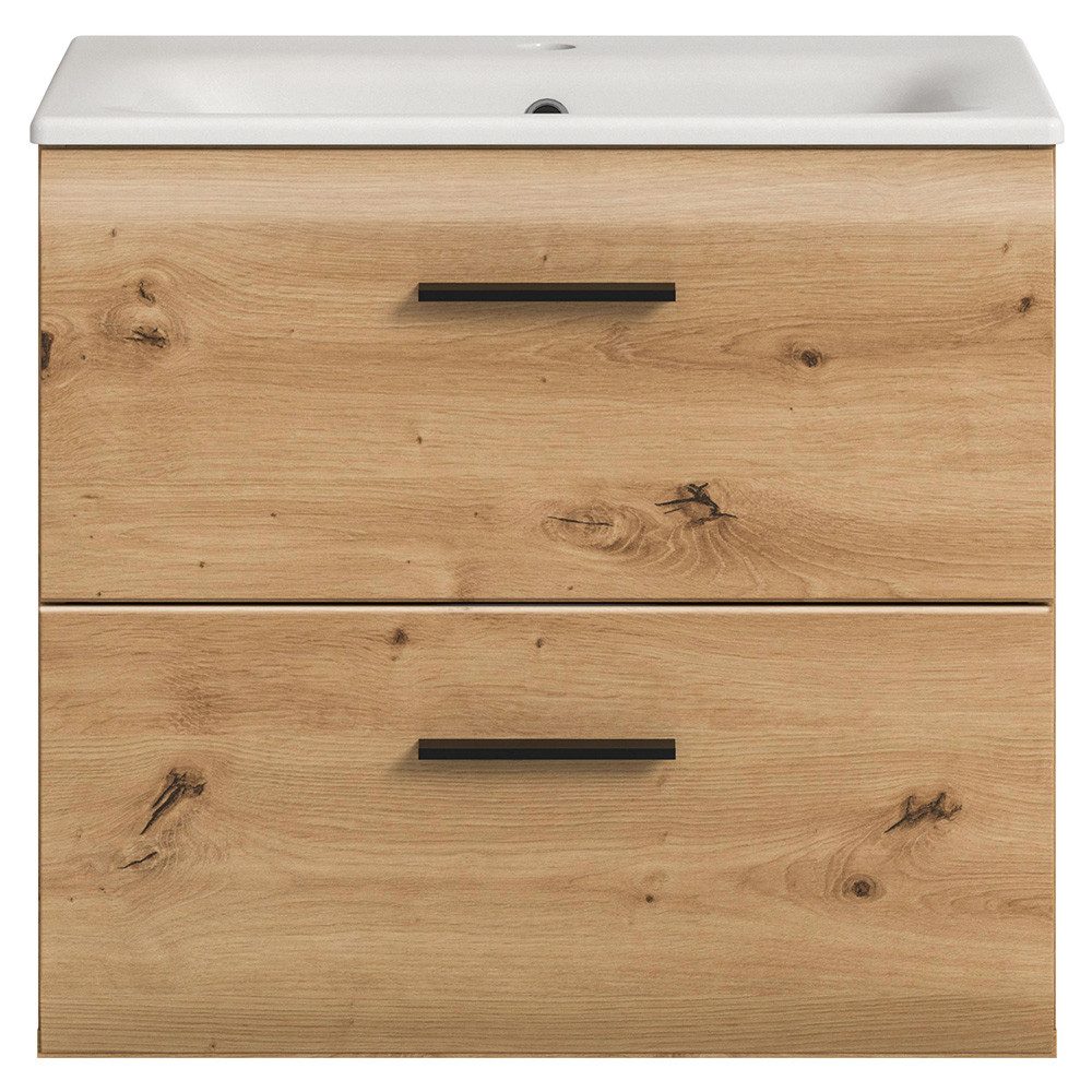 Lomadox Waschtisch IGGESUND-158, 60 cm breit in Eiche, 2 Schubladen