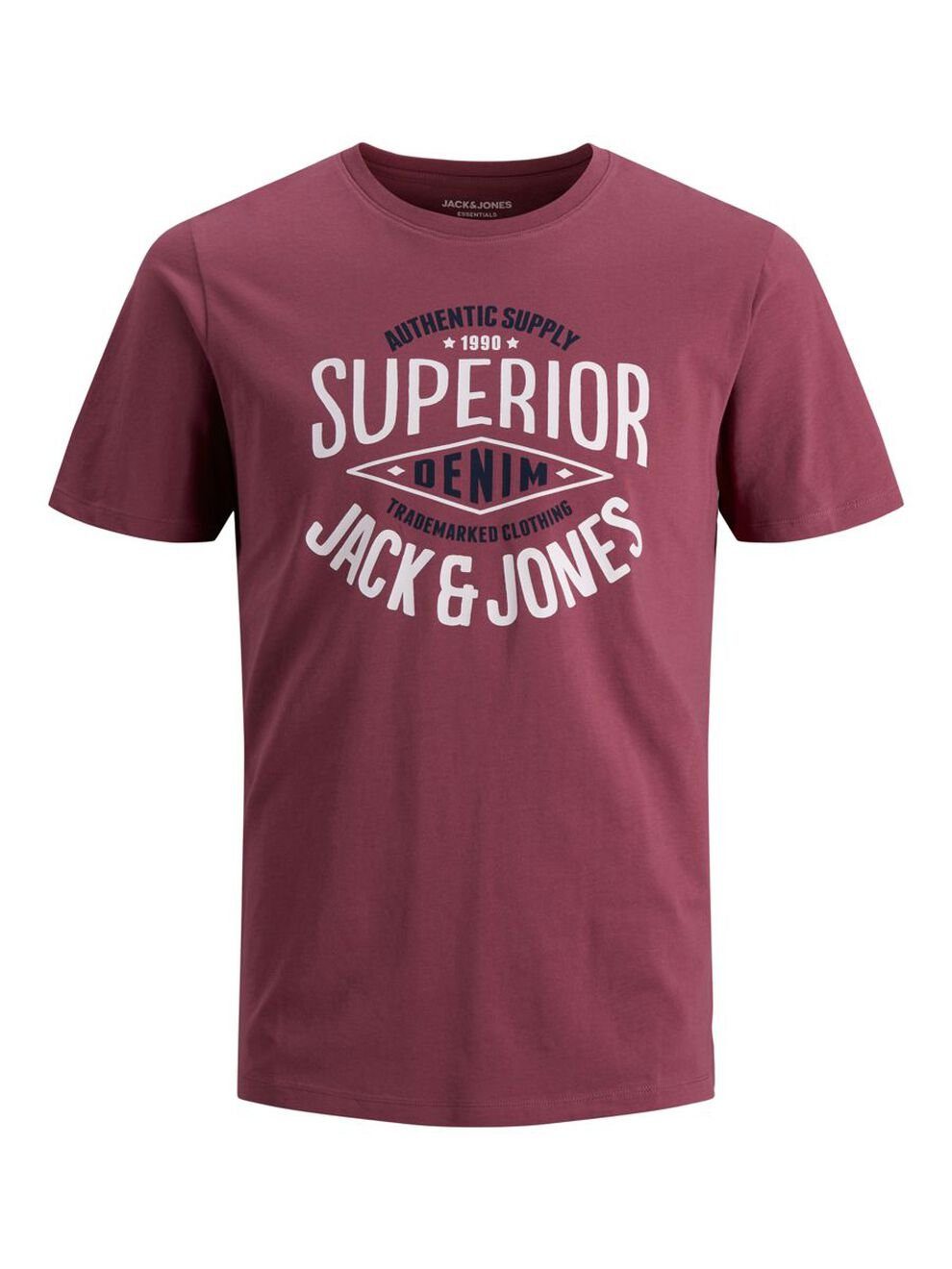 Jack & Jones T-Shirt Denim JJELOGO Print Kurzarm O-NECK T-Shirt (1-tlg) 3662 in Weinrot