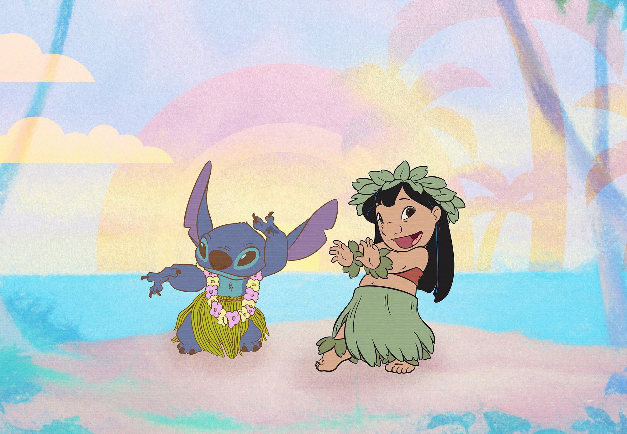 Komar Leinwandbild Lilo and Stitch Dancing - Größe 60 x 40 cm, Disney (1 St), Keilrahmenbild mit Echtholzrahmen, Kinderzimmer