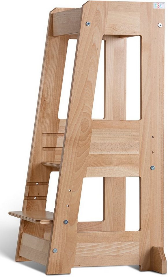 tiSsi® Stehhilfe Lernturm Felix, Buche natur, Made in Europe, Mitwachsend  dank höhenverstellbarem Stand- und Fußbrett