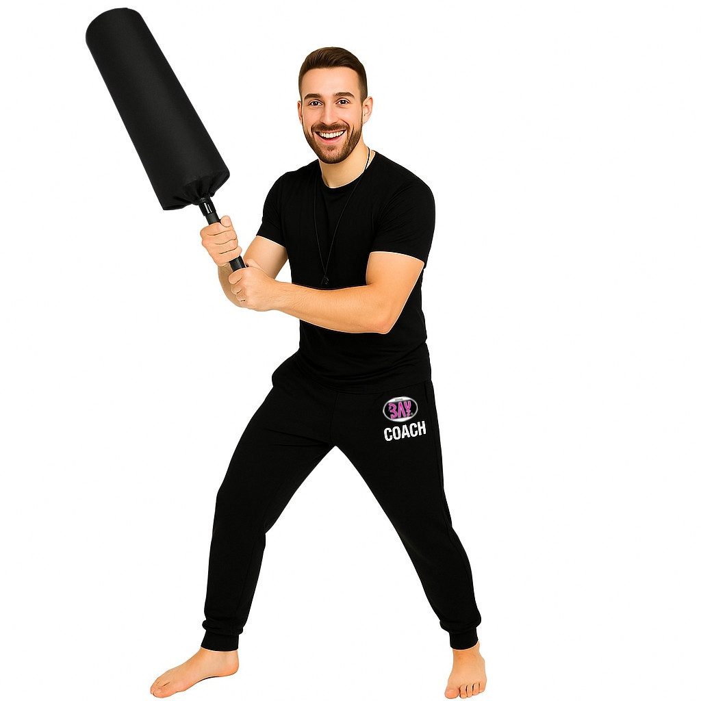 BAY-Sports Schlagpolster Blockierer Pads + Stiel Schaumstoffschläger Blocking Kissen Krav Maga, Rundes Schlagpolster mit Griff Abwehrtechniken üben