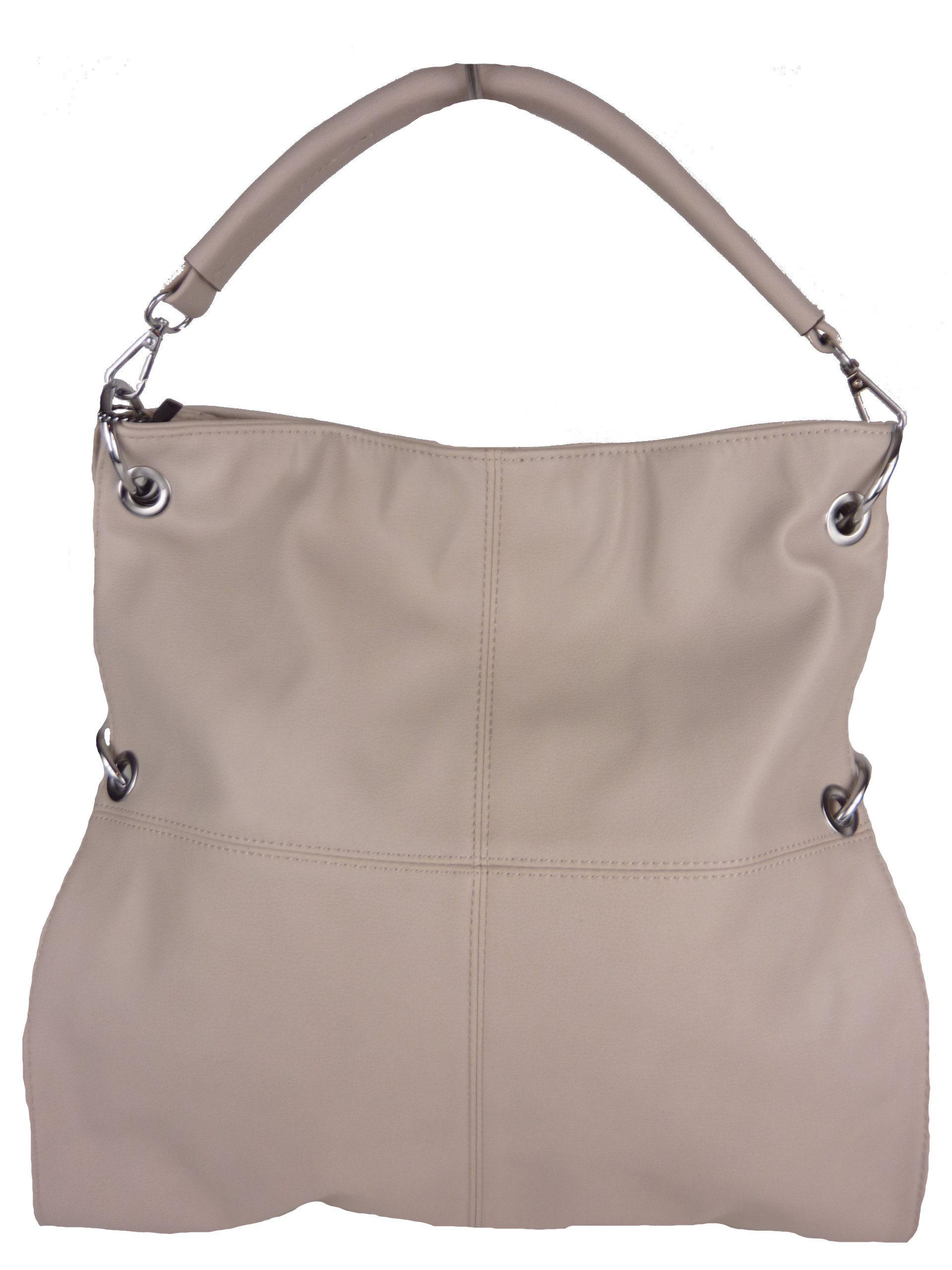 Taschen4life Shopper Shoppertasche pastell (Umhängetasche), moderne, feminine Tasche LY3742, G&T Markenlogo, Schultertasche, kurzer und langer Trageriemen hellgrau