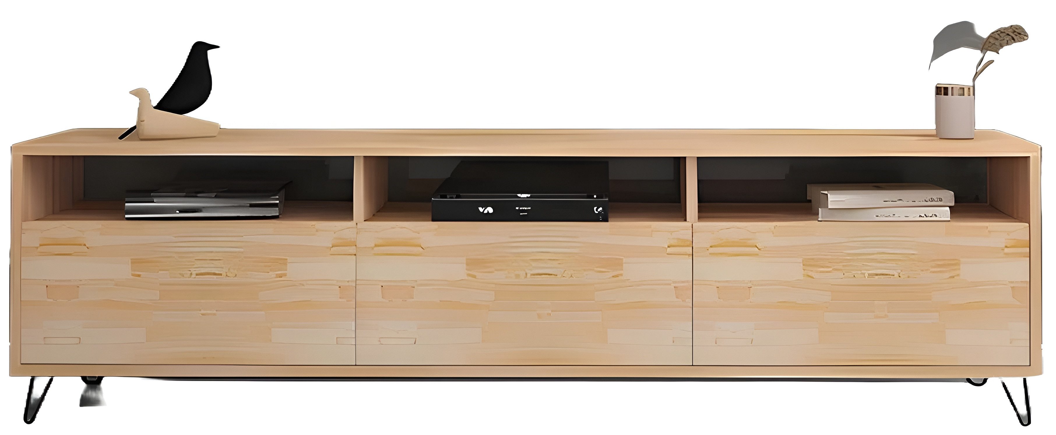 Xlmoebel Lowboard Designer TV-Ständer aus edlem Holz in hellbraun für das Wohnzimmer (Lowboard, 1 St., TV-Ständer), Hergestellt in Europa