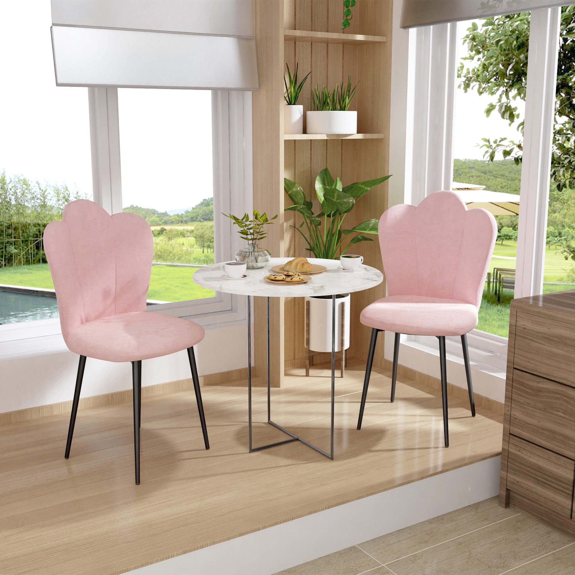 JEOBEST Esszimmerstuhl Polsterstuhl - Wohnzimmerstuhl - Sitzfläche aus Samt - Elegant, (2 St.Velvet.Designstuhl.Stabil.Komfortabel) Loungesessel, Metallbeine – Bild 3 von 5