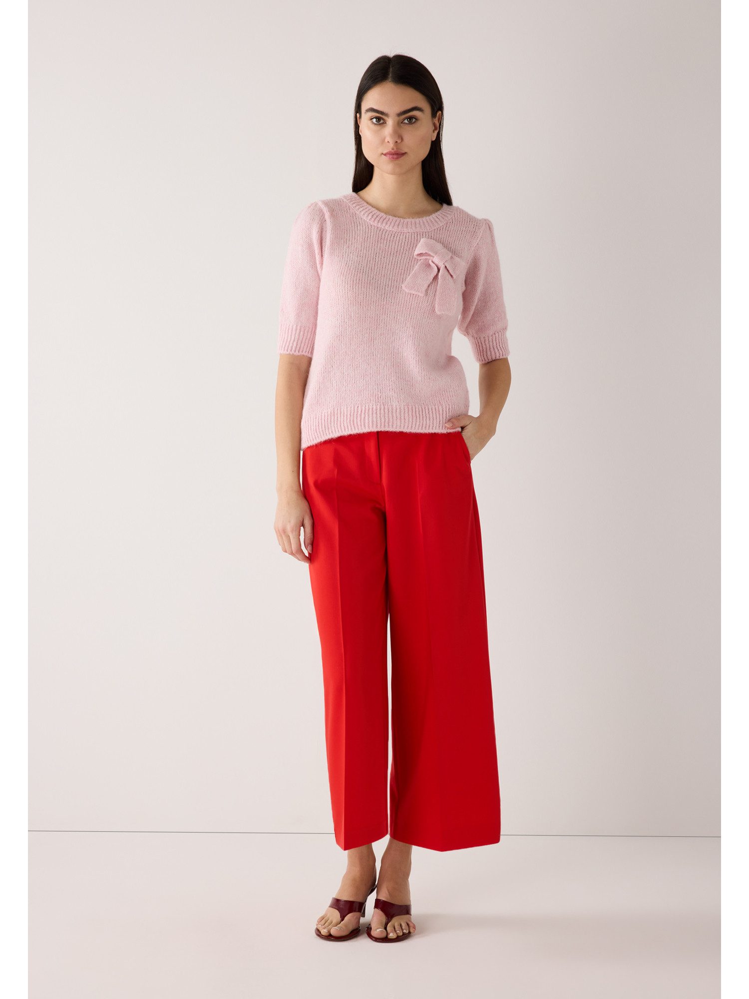 MORE&MORE Rundhalspullover femininer, leichter Kurzarmpullover günstig online kaufen