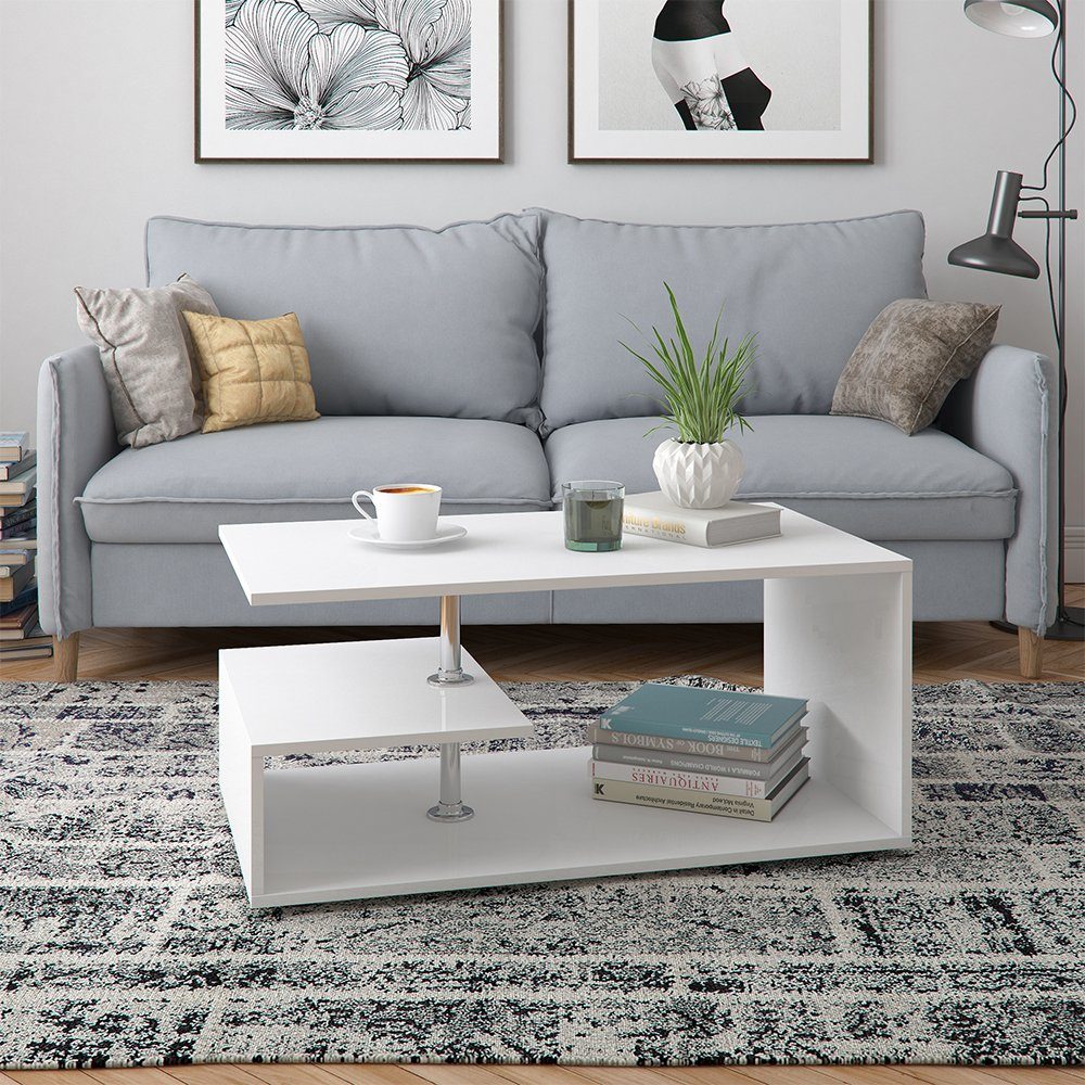 Vicco Couchtisch Guillermo, Weiß, 91 x 52,6 cm (1-St)