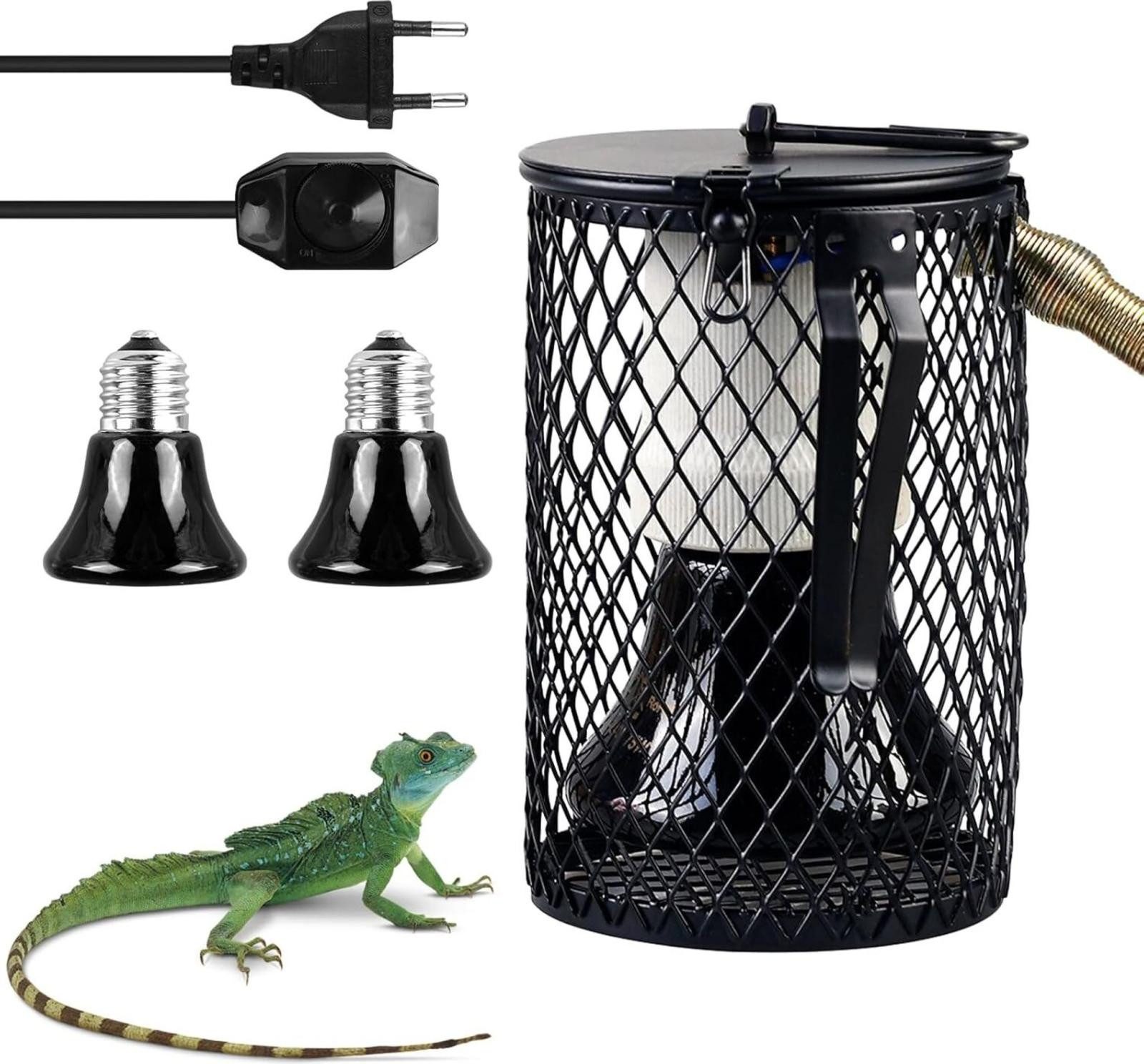 FELIXLEO Infrarot-Wärmestrahler Reptilien Wärmelampe Mit Schutzkorb 2 Pcs E27 Wärmelampe Keramik, 1-tlg.