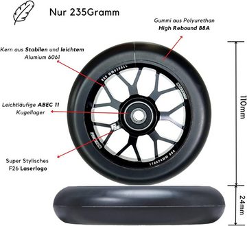 Fantic26 Stuntscooter Fantic26 Spy7 Stunt-Scooter Rolle 110mm Abec11 Schwarzchrome