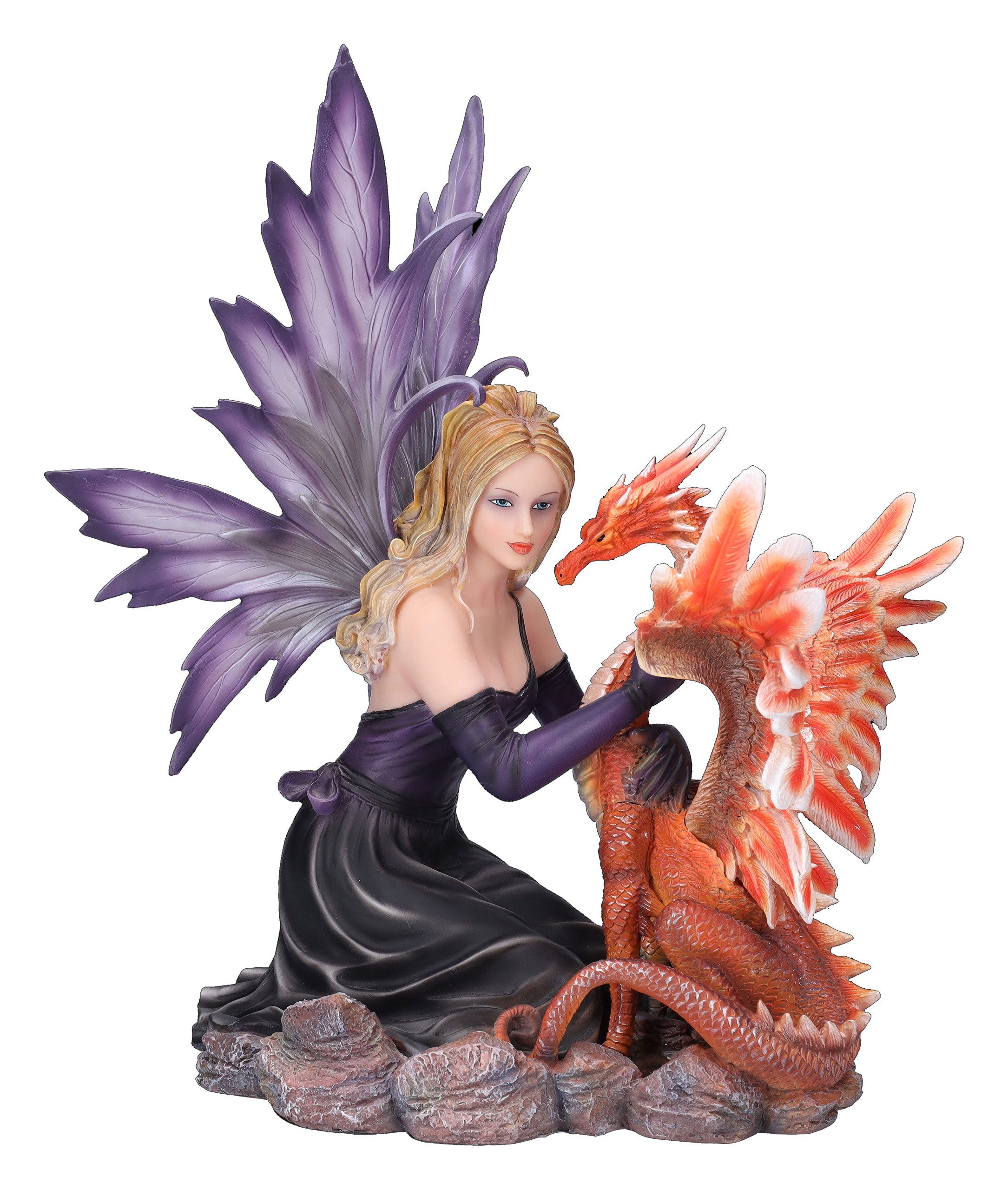 Figuren Shop GmbH Fantasy-Figur Elfenfigur - Tiara mit Feuerdrache - Fantasy Fee Figur Dekoration