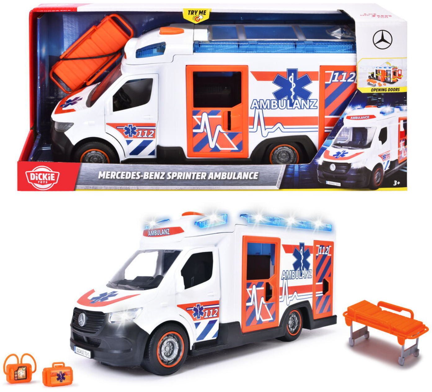 Dickie Toys Spielzeug-Krankenwagen Krankenwagen Go Real / SOS Mercedes-Benz Sprinter Ambulance 203716032