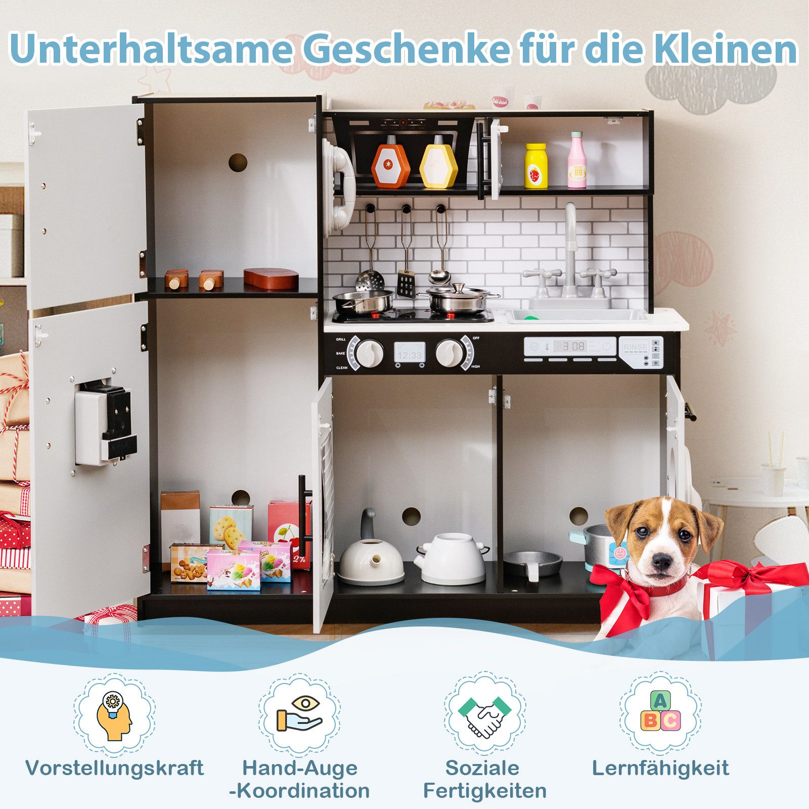 COSTWAY Spielküche Holz, Kinderküche, 82 x günstig online kaufen