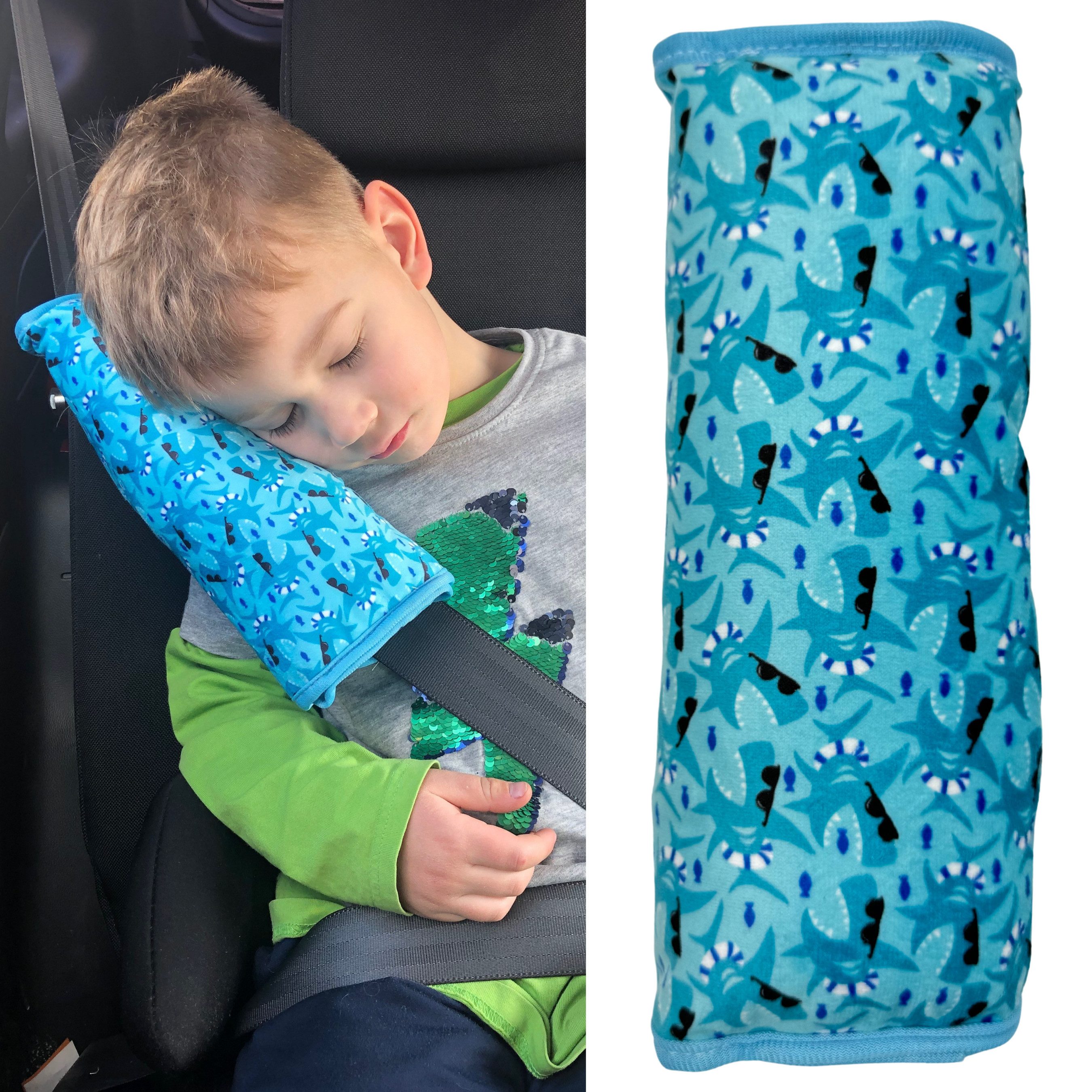 HECKBO Schlafkissen Auto Schlafkissen Hai Shark für Kinder Mädchen Jungen Auto Gurtkissen