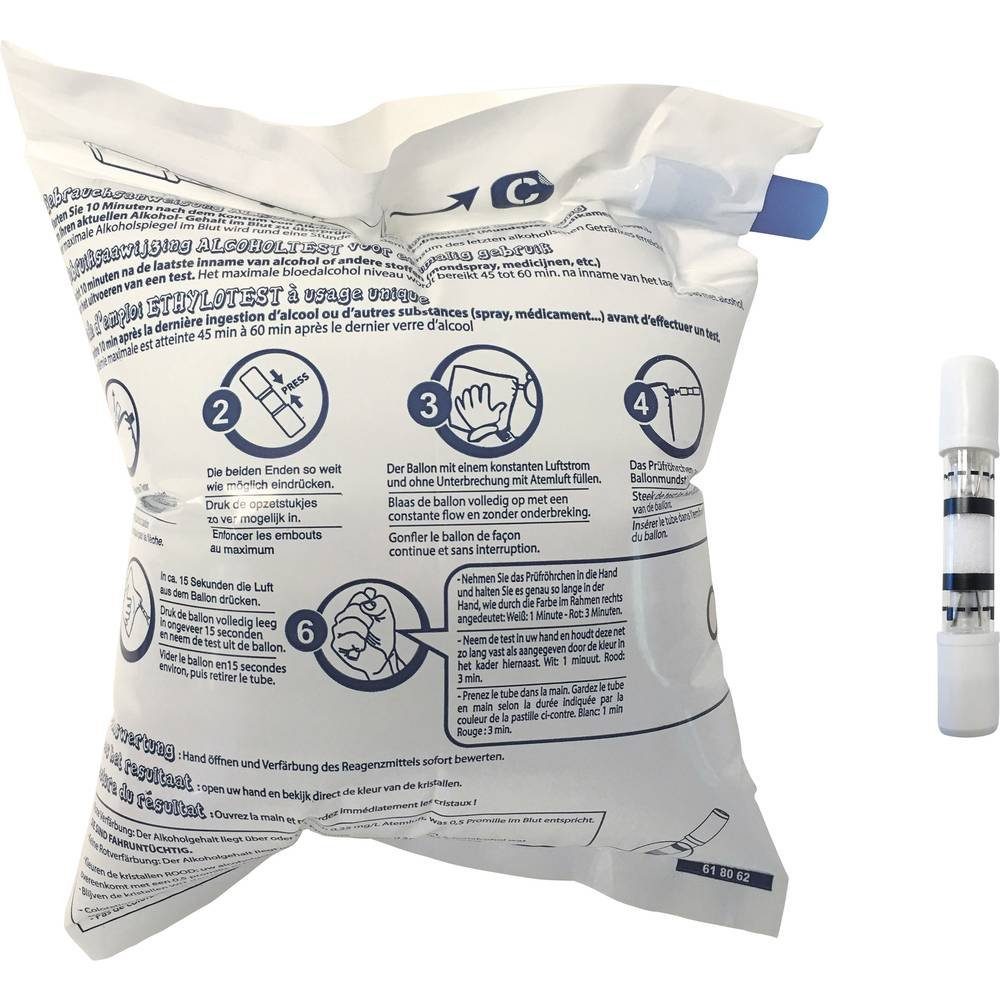 ACE Alkohol-Teststreifen Alkotest-Prüfröhrchen mit Ballon im 2er Pack, Mit NFX-Zulassung