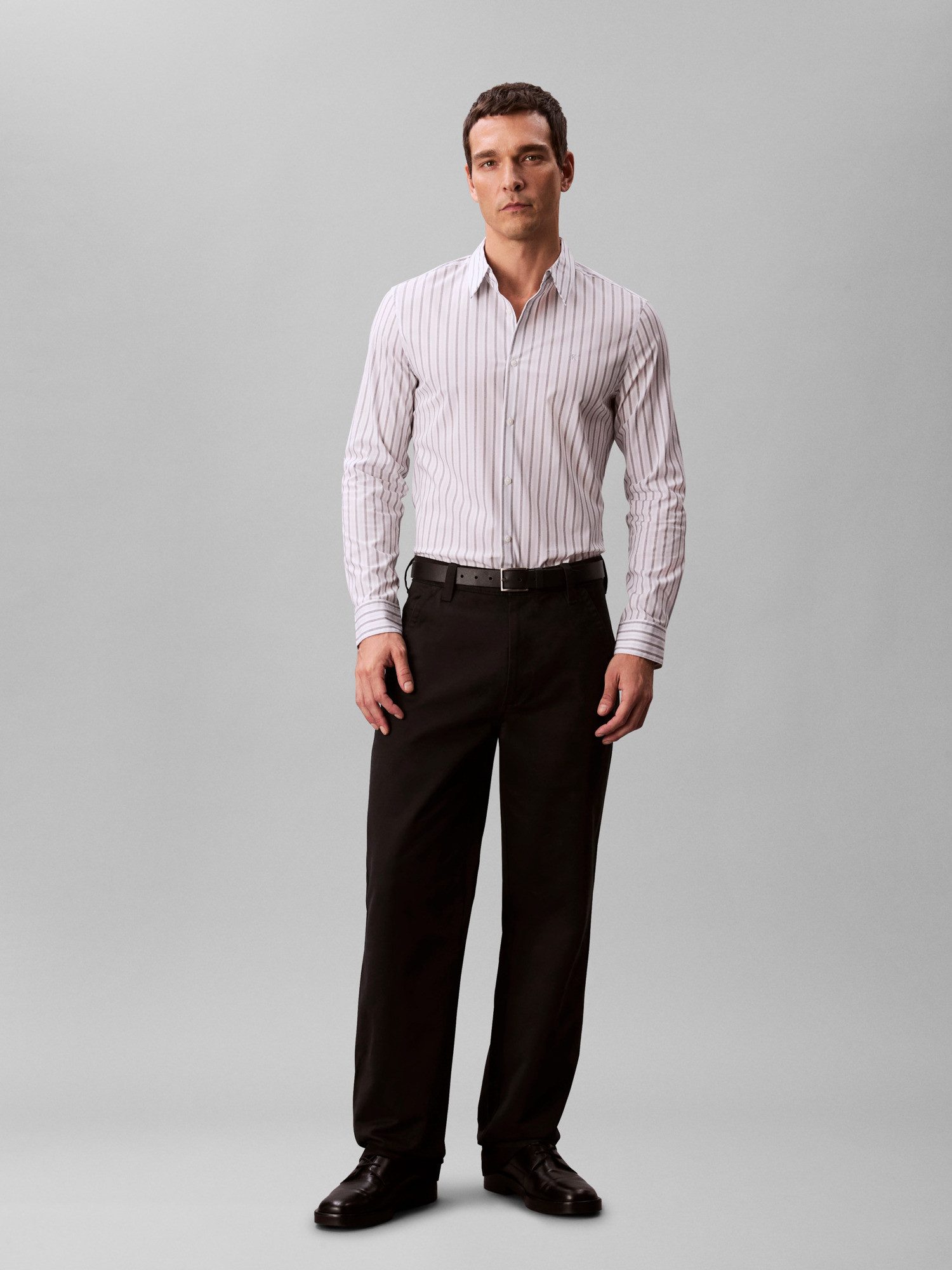 Calvin Klein Businesshemd LS MULTI STRIPE STRETCH SLIM SHI Mit Rundhalsausschnitt, slim fit