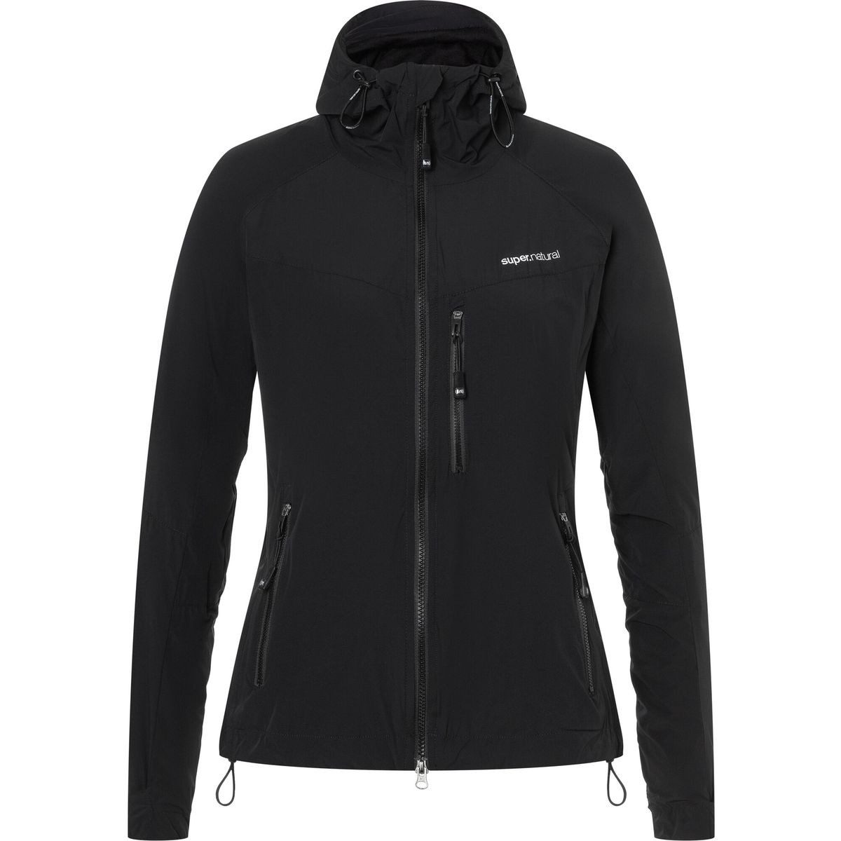 SUPER.NATURAL Kapuzenstrickjacke W Alpine Active Jacket Vielseitige Damenjacke mit winddichtem Merinomaterial, verstellbarer