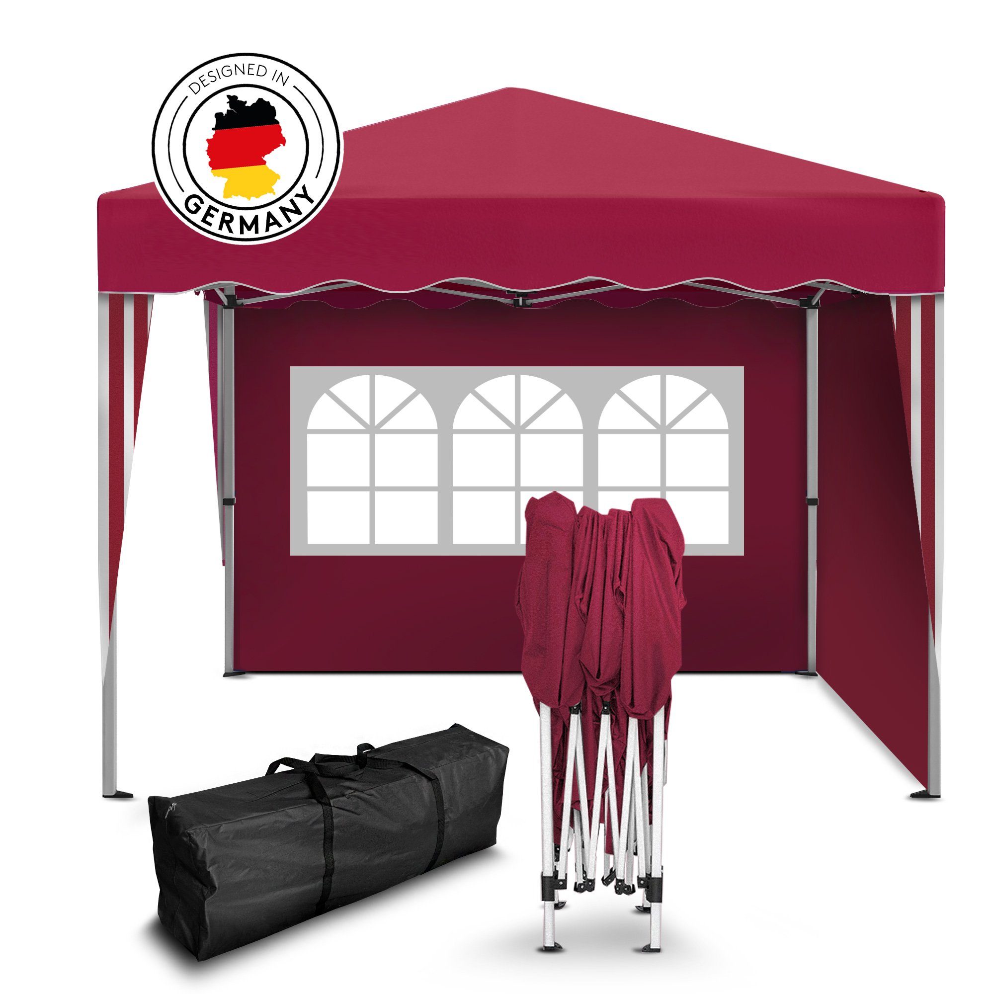 Kronenburg Faltpavillon 3x3 m wasserdicht - Gartenpavillon, Partyzelt stabil, UV-Schutz 50+, mit 2 Seitenteilen, Wetterfester Schutz, Leichter Aufbau, Inklusive Tragetasche & Zubehör