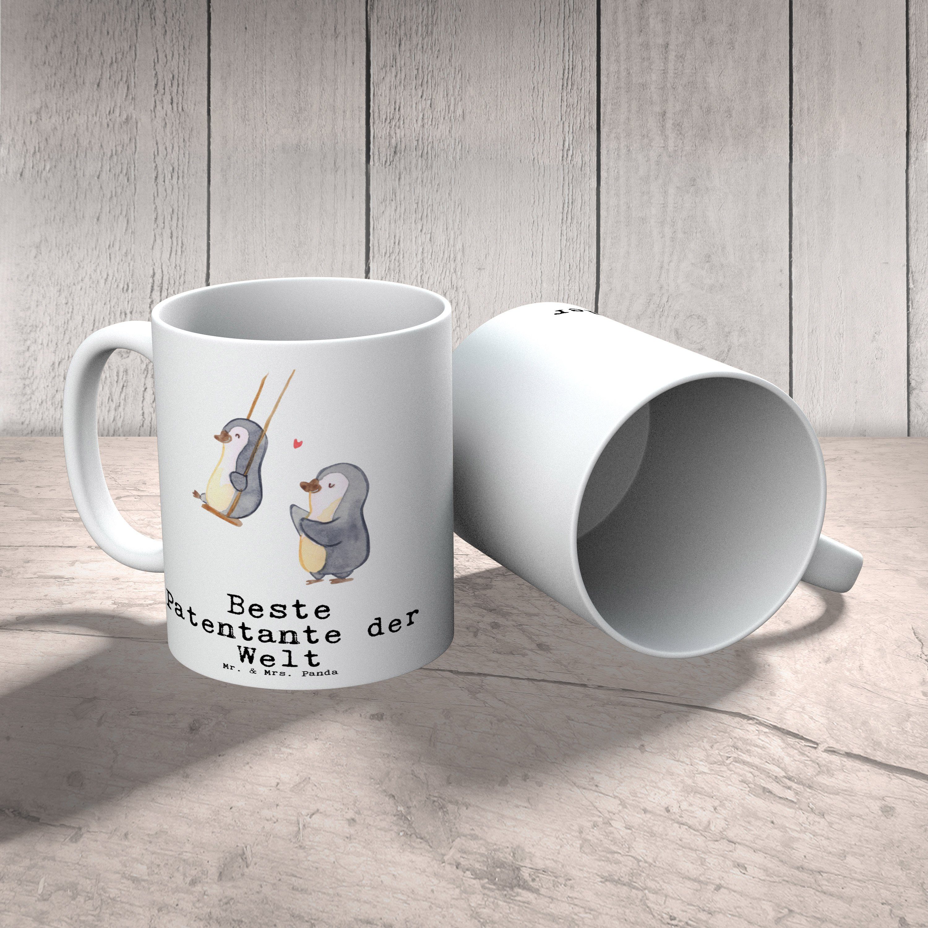 Kaffeebecher, Tante, Pinguin Panda Mrs. - Tasse Tee, Paten Büro, Welt Weiß der & Geschenk, Mr. Patentante Beste - Taufpartner, Dankeschön, Keramik Becher, Mitbringsel, Kaffeetasse,