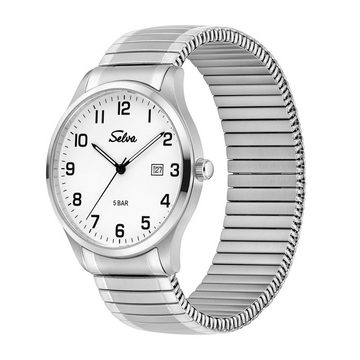 Selva Technik Quarzuhr SELVA Quarz-Armbanduhr mit Zugband bicolor, Zifferblatt weiß Ø 39mm