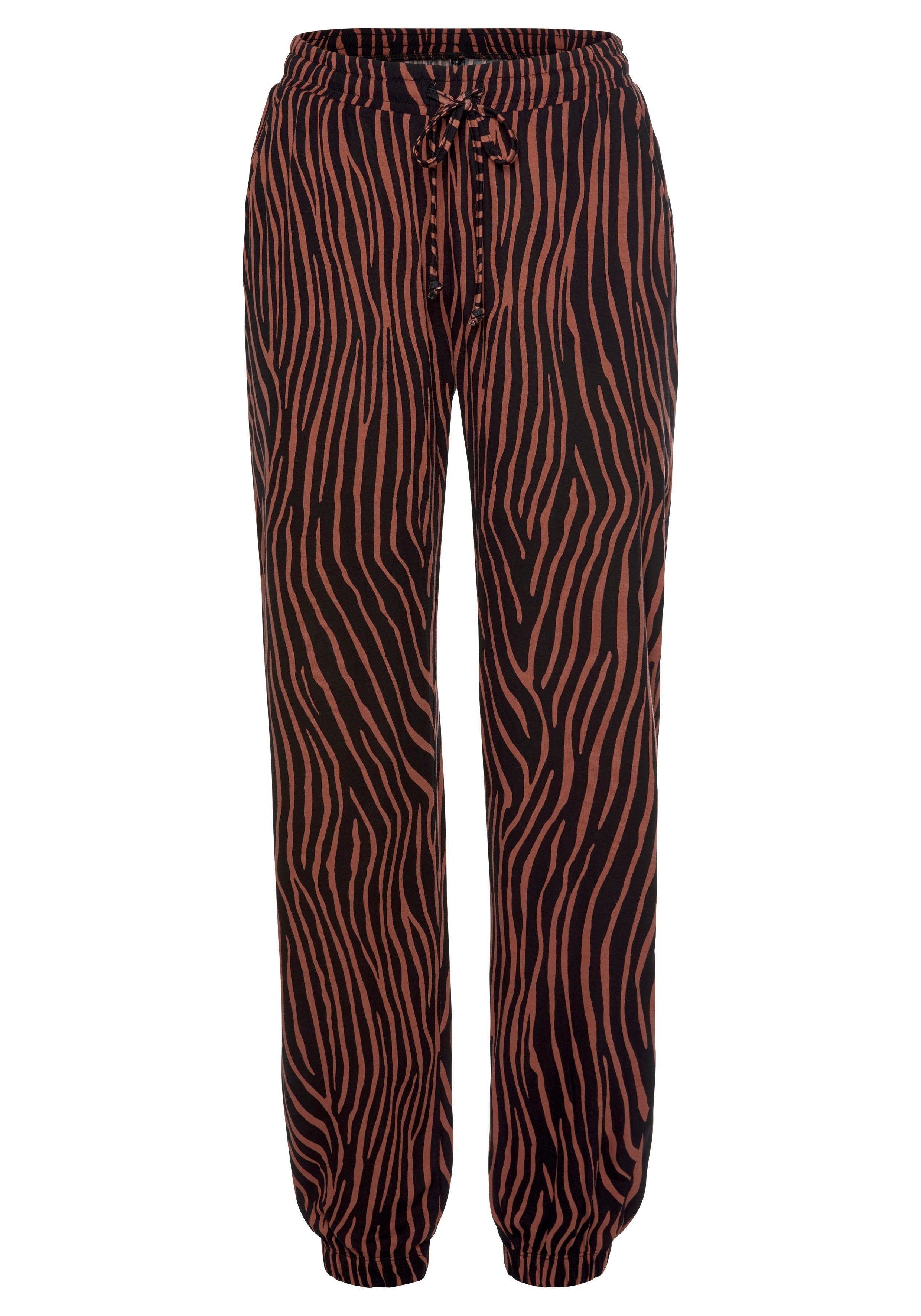 LASCANA Zebradruck mit Relaxhose Strandhose und Taschen, Stoffhose,