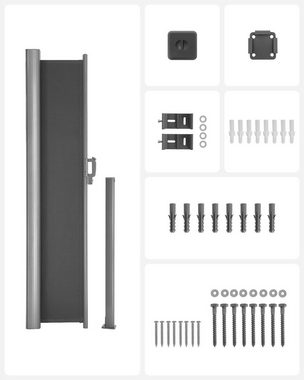 SONGMICS Seitenarmmarkise Alu Sichtschutz 280 g/m² Windschutz ausziehbar