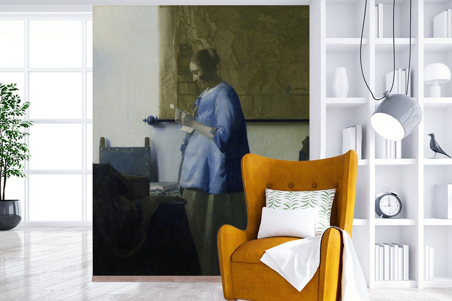 MuchoWow Fototapete Frau in Fototapete St), einen Matt, Vermeer, Blau liest (3 Johannes Schlafzimmer bedruckt, Vliestapete Wohnzimmer für Küche, - Brief