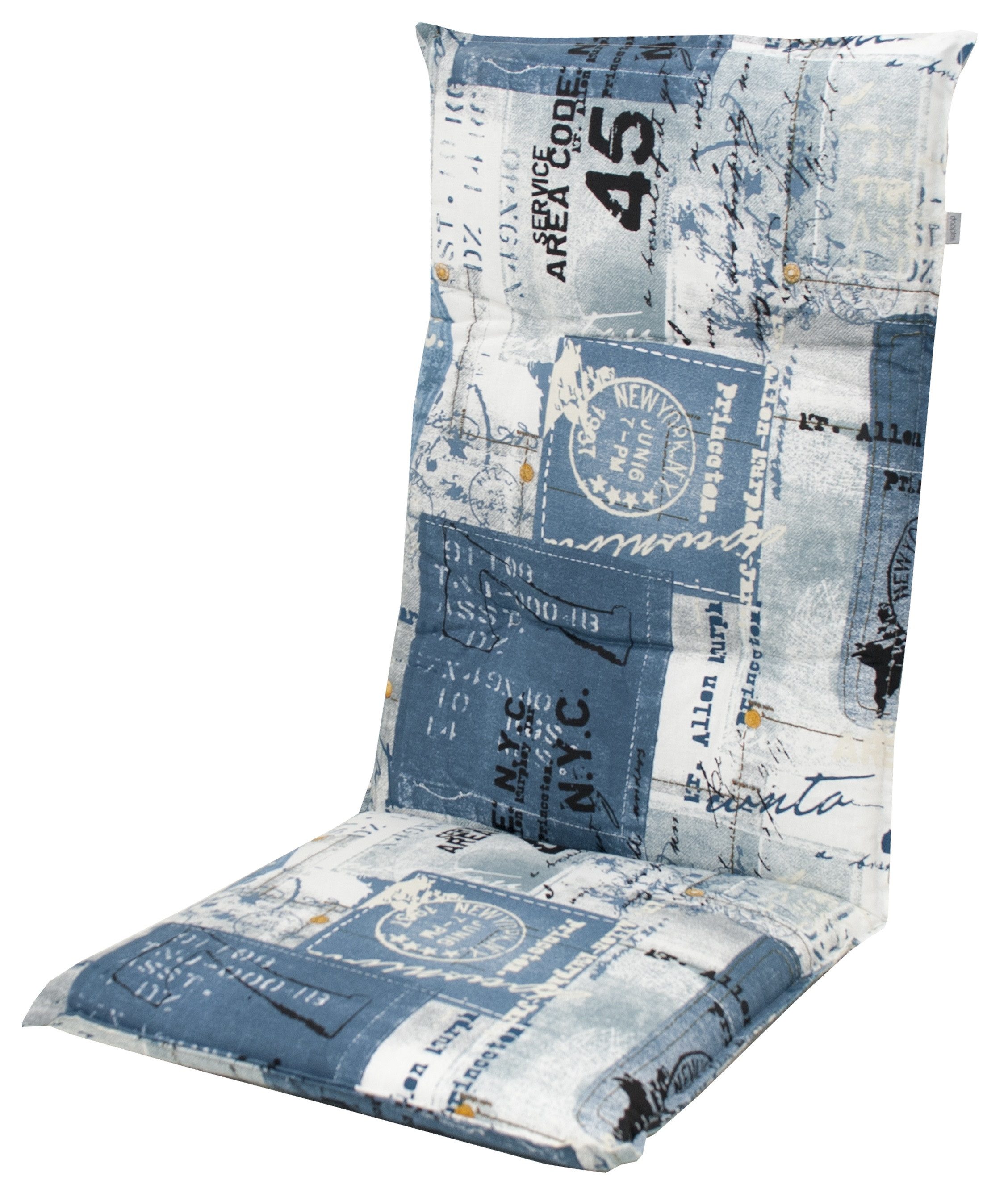 Gardissimo Hochlehnerauflage 6 er Set 2112 Gartenstuhl Auflagen Kissen Polster Hochlehner blau, (Spar-Set, 6 St., 6 Auflagen), für Hochlehner-Stühle UV-beständi – Bild 2 von 5