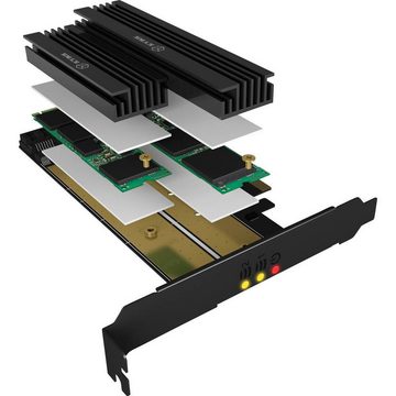 RAIDON ICY BOX PCI-E Karte für 2x M.2 SSDs - - PCI Modulkarte, Passive Kühlung, inkl. Low-Profile Slotblech