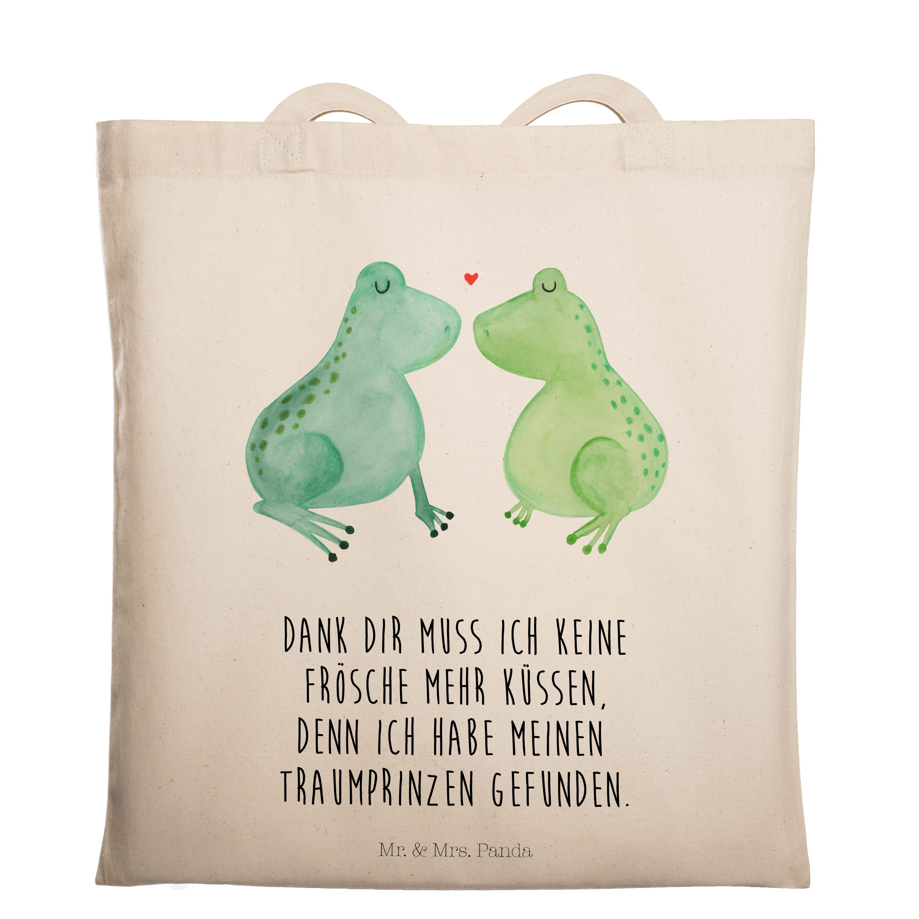 Mr. & Mrs. Panda Tragetasche Frosch Liebe - Transparent - Geschenk, Verlobung, Frösche, Freundin, (1-tlg)