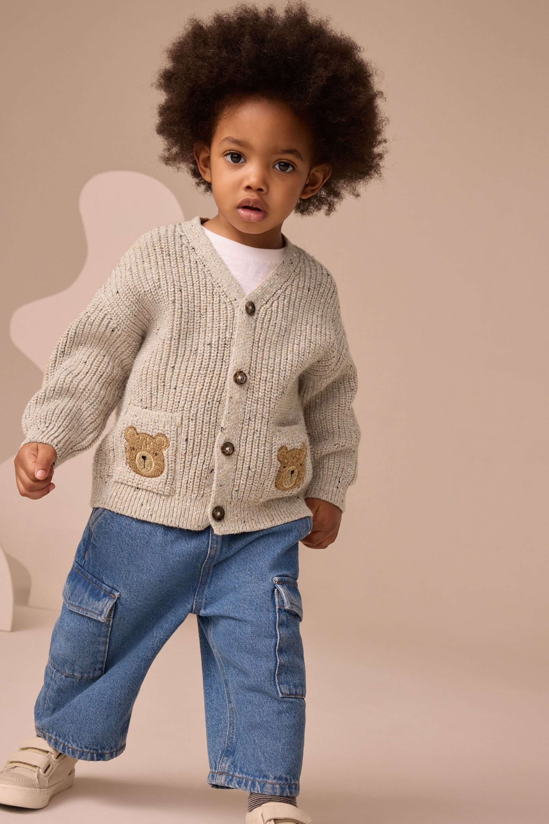 Next Strickjacke Strickjacke aus 100 % Baumwolle mit Figuren (1-tlg)