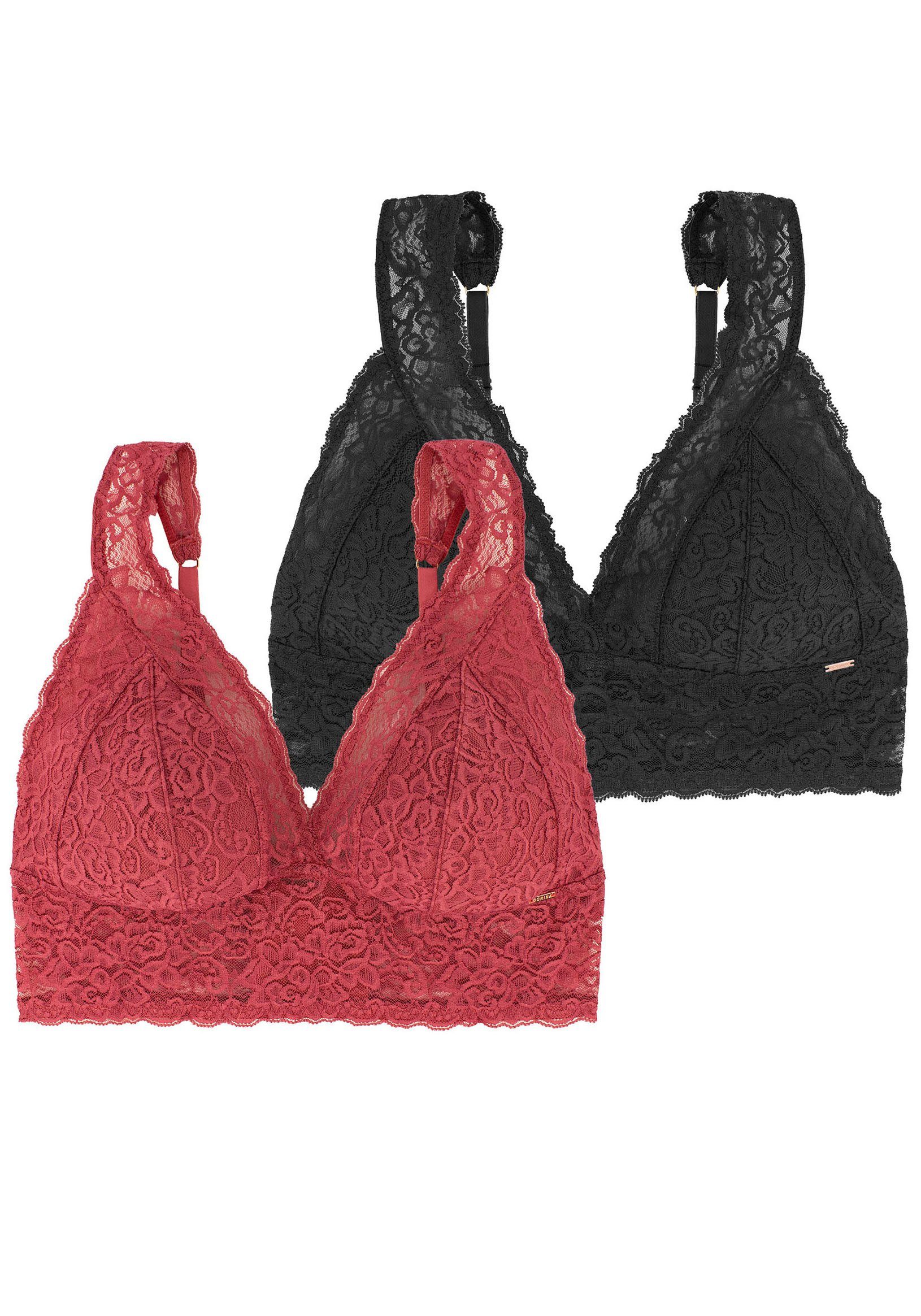 Dorina Bralette Lana (2er Pack) XS-4XL, ohne Bügel mit floraler Spitze