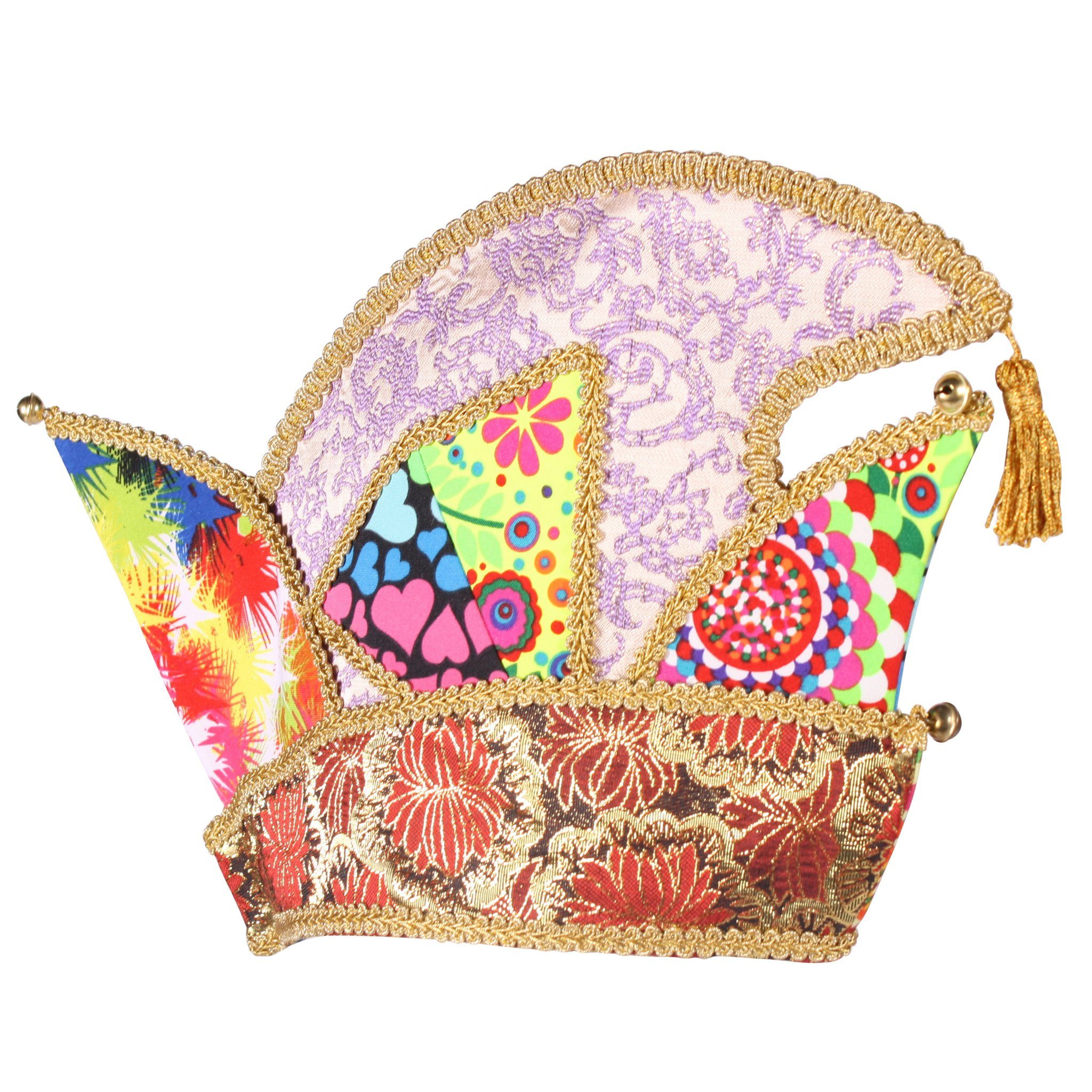 thetru Kostüm Komiteemütze Patchwork bunt, Bunt gemusterte Prinzenkappe in günstig online kaufen