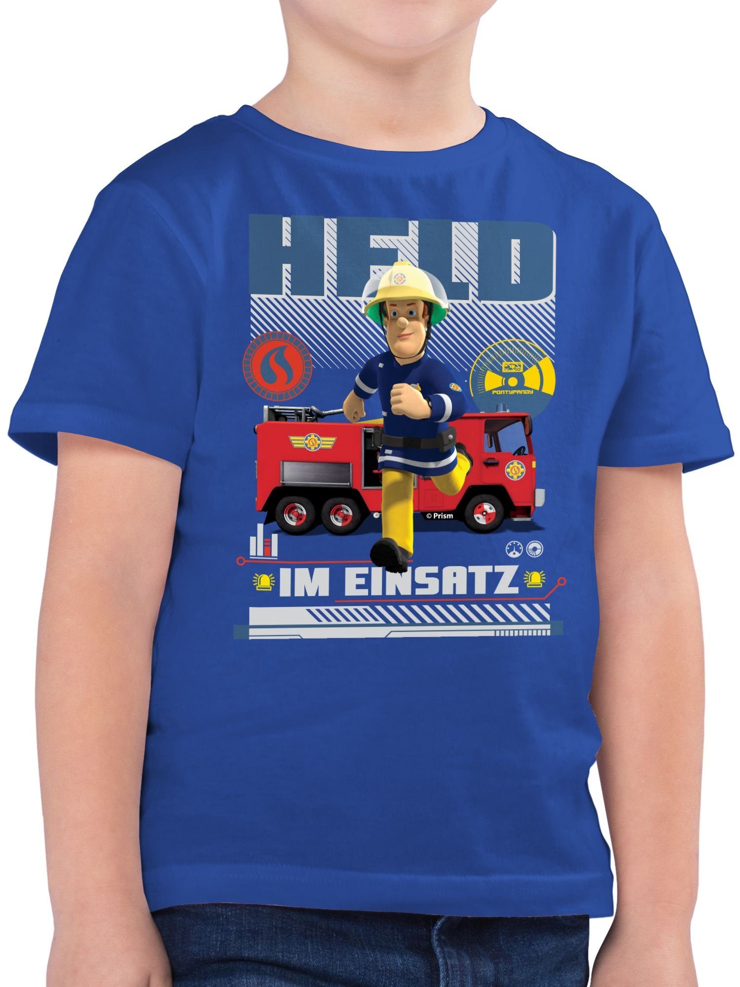 Shirtracer T-Shirt Held im Einsatz Feuerwehrmann Sam Jungen 01 Royalblau